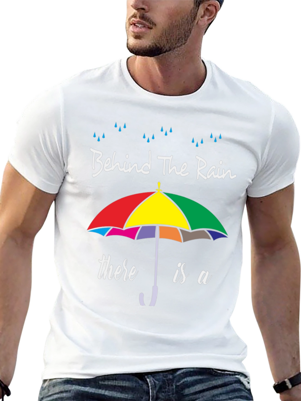Behind The Rain Umbrella Graphic T-Shirt