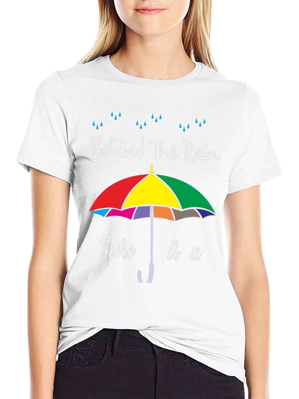 Behind The Rain Umbrella Graphic T-Shirt