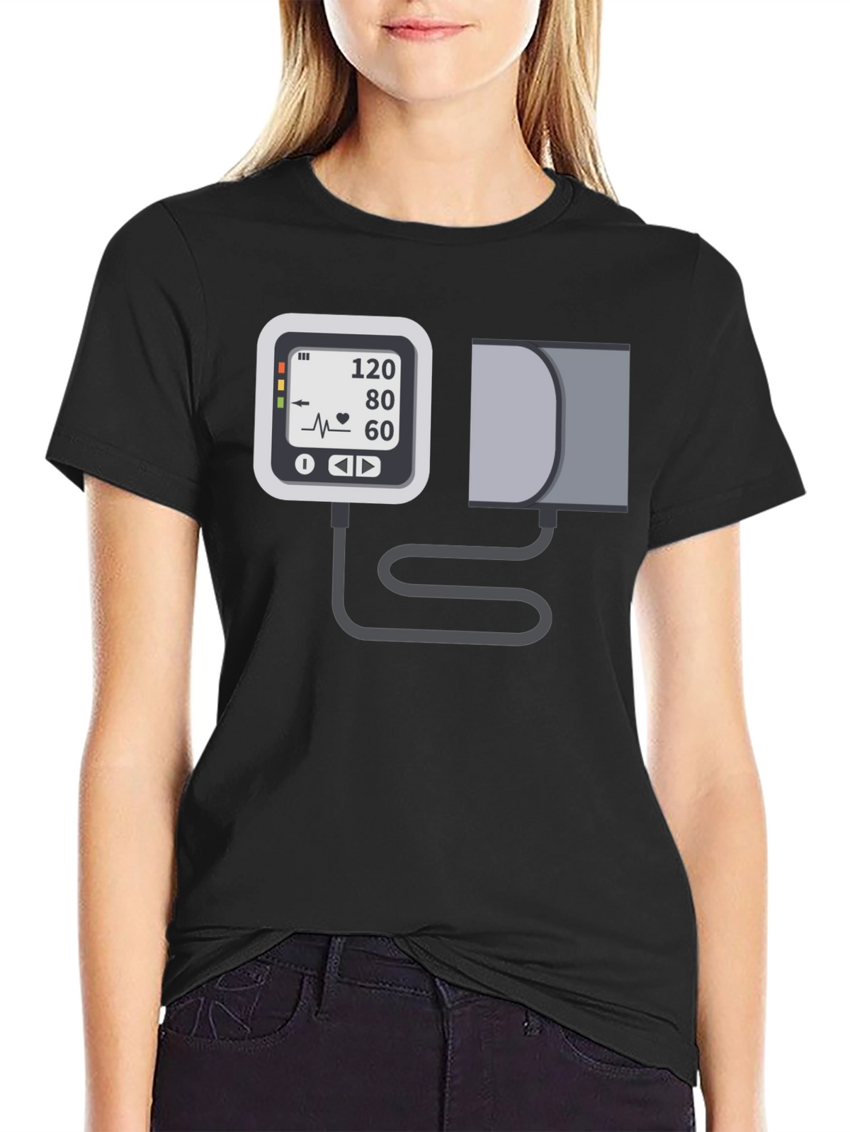 Blood Pressure Monitor Graphic Tee - Black