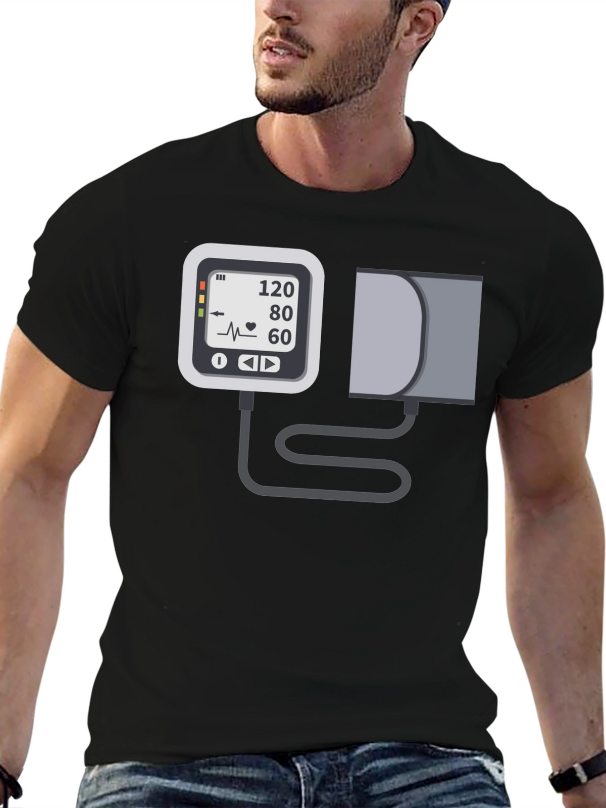 Blood Pressure Monitor Graphic Tee - Black