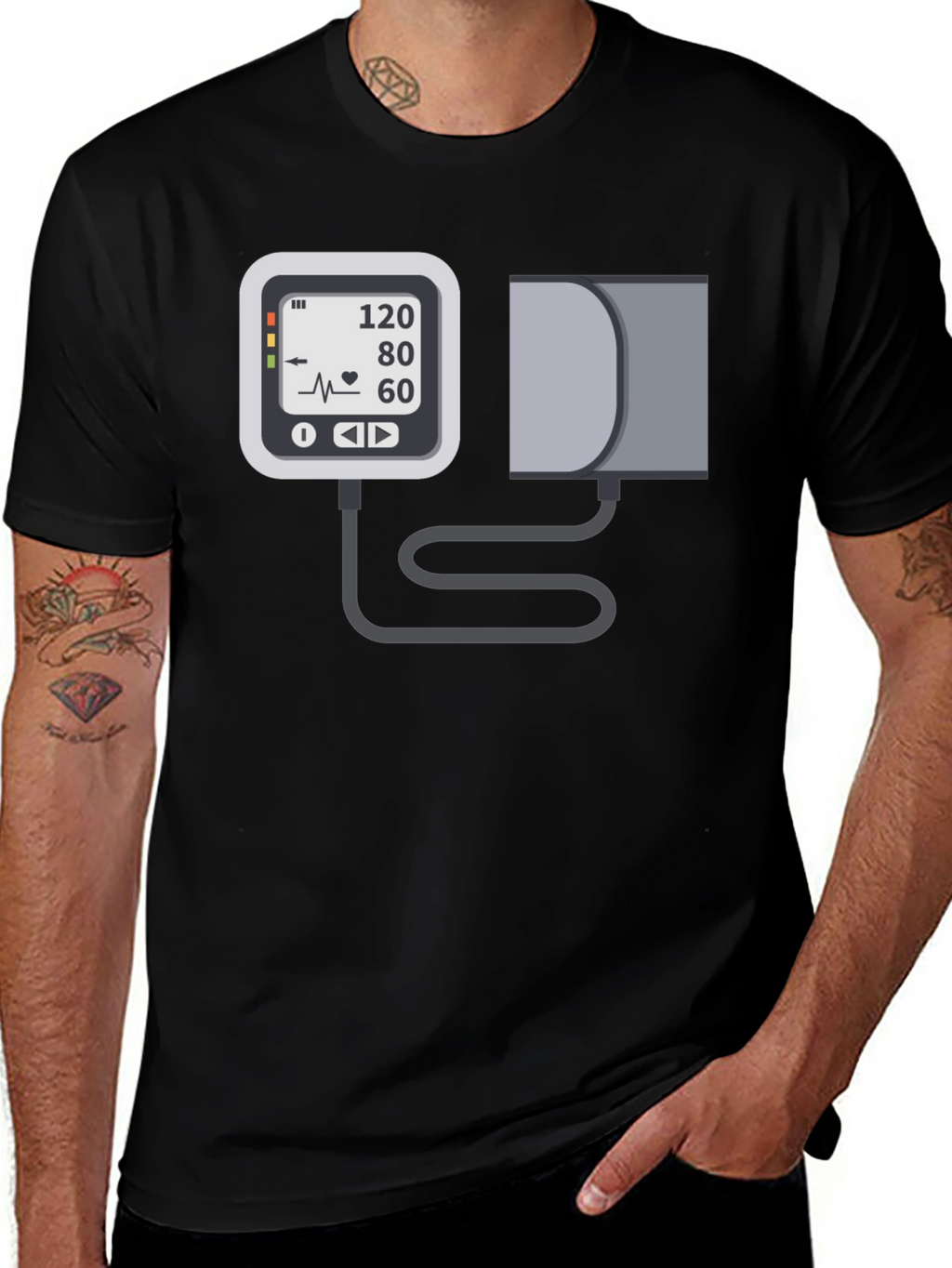 Blood Pressure Monitor Graphic Tee - Black