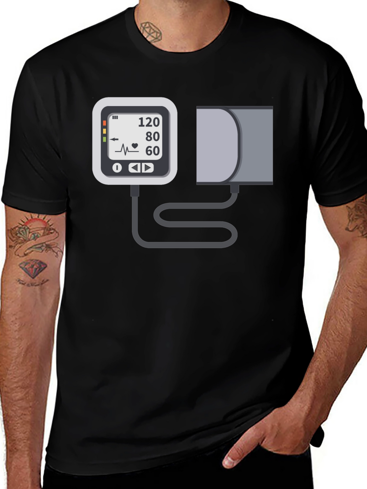 Blood Pressure Monitor Graphic Tee - Black