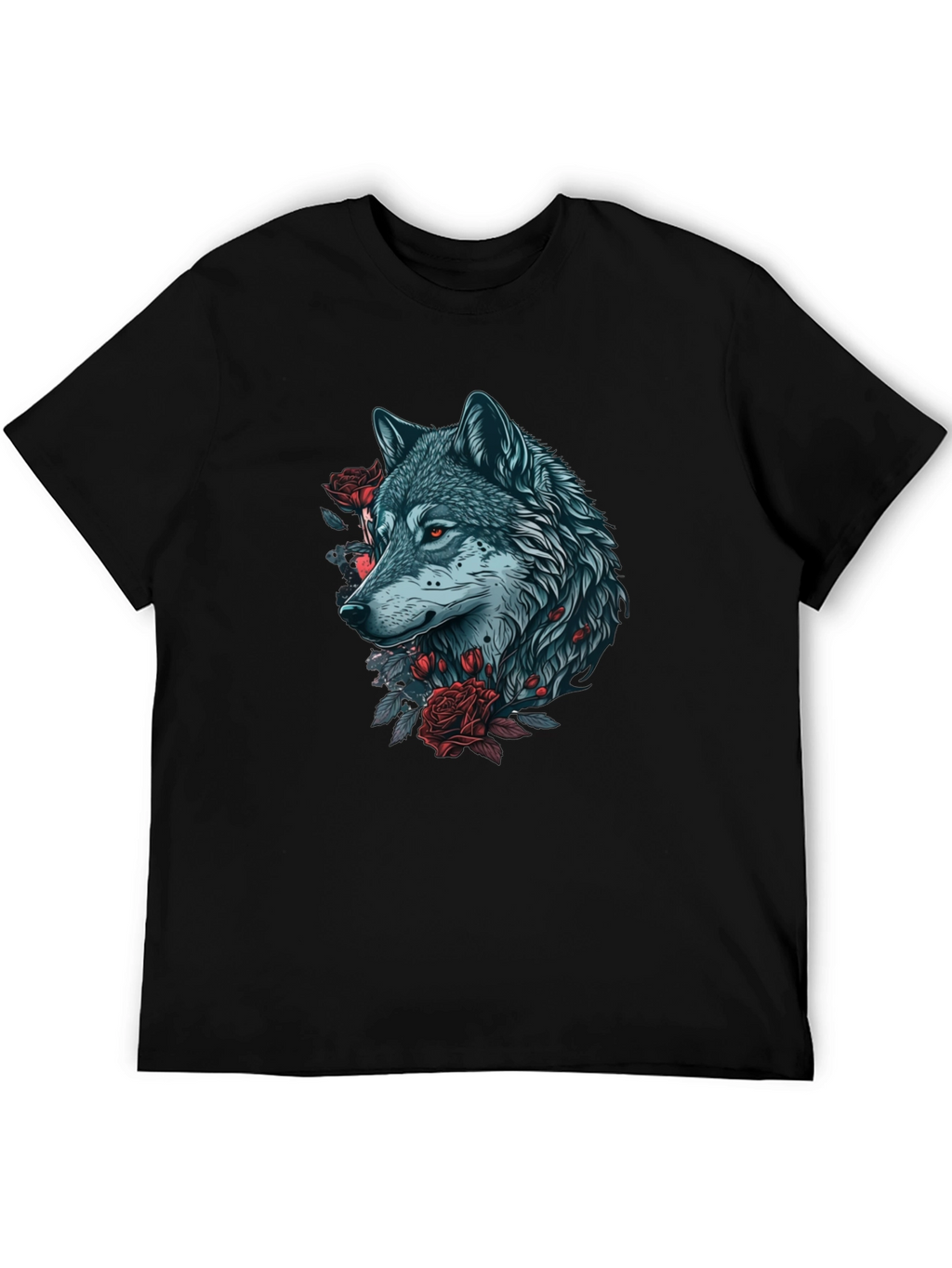Wolf & Roses Graphic T-Shirt - Unique Design