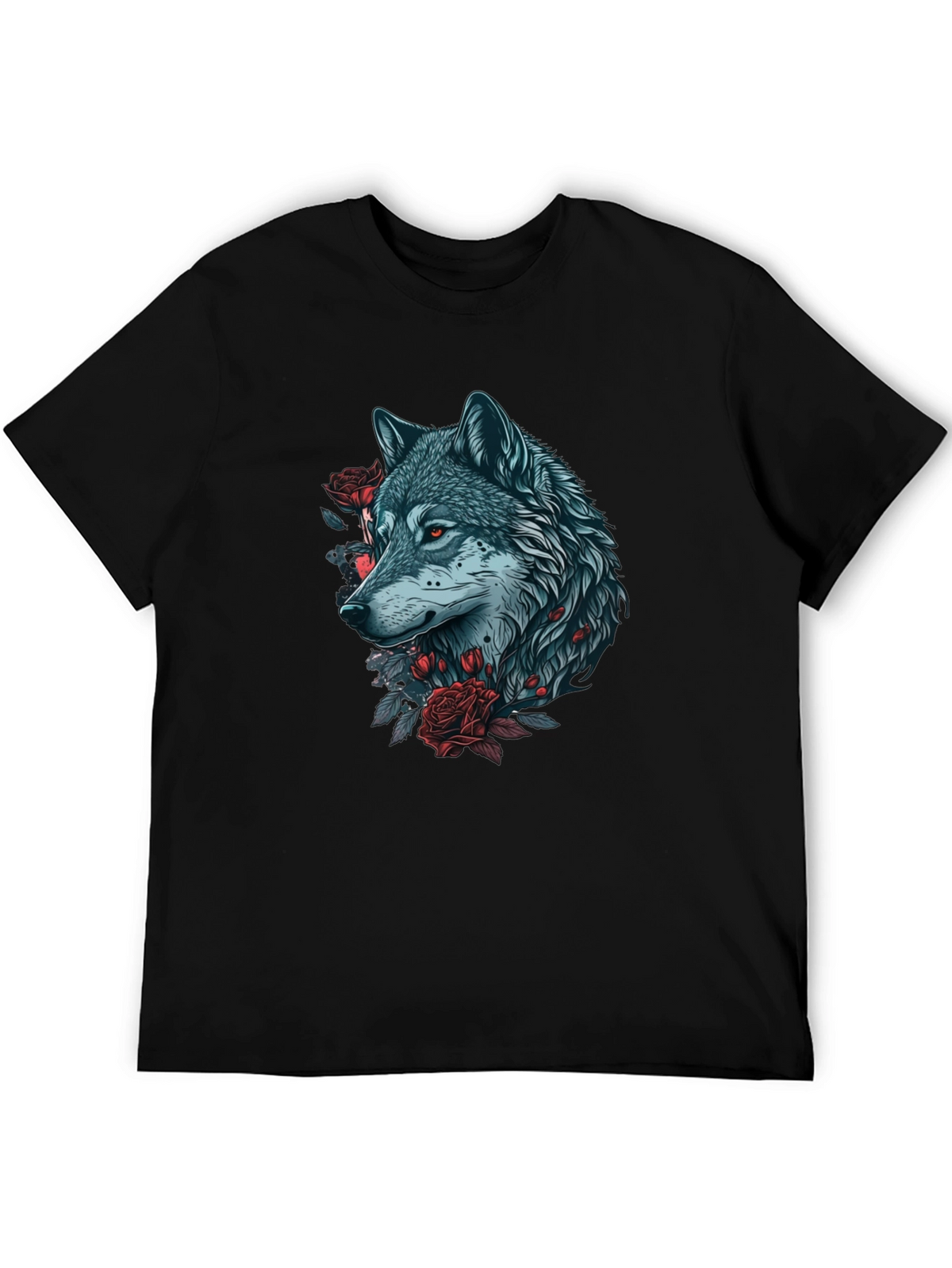Wolf & Roses Graphic T-Shirt - Unique Design