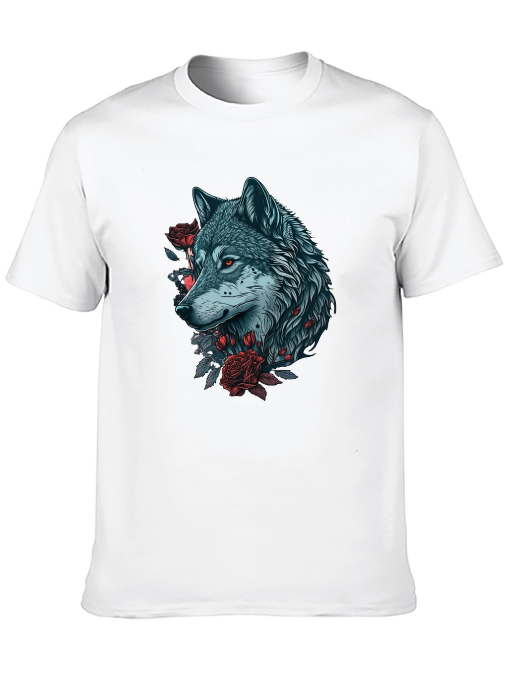 Wolf & Roses Graphic T-Shirt - Unique Design