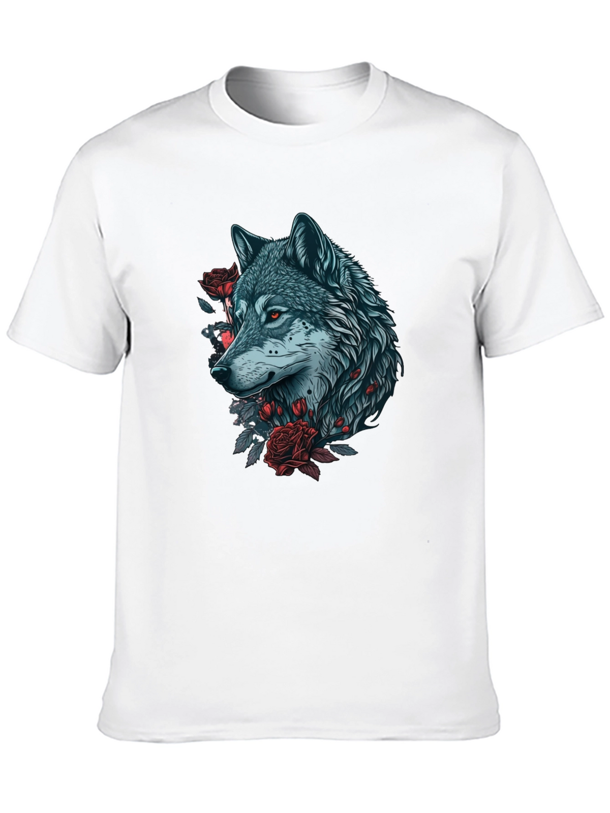 Wolf & Roses Graphic T-Shirt - Unique Design