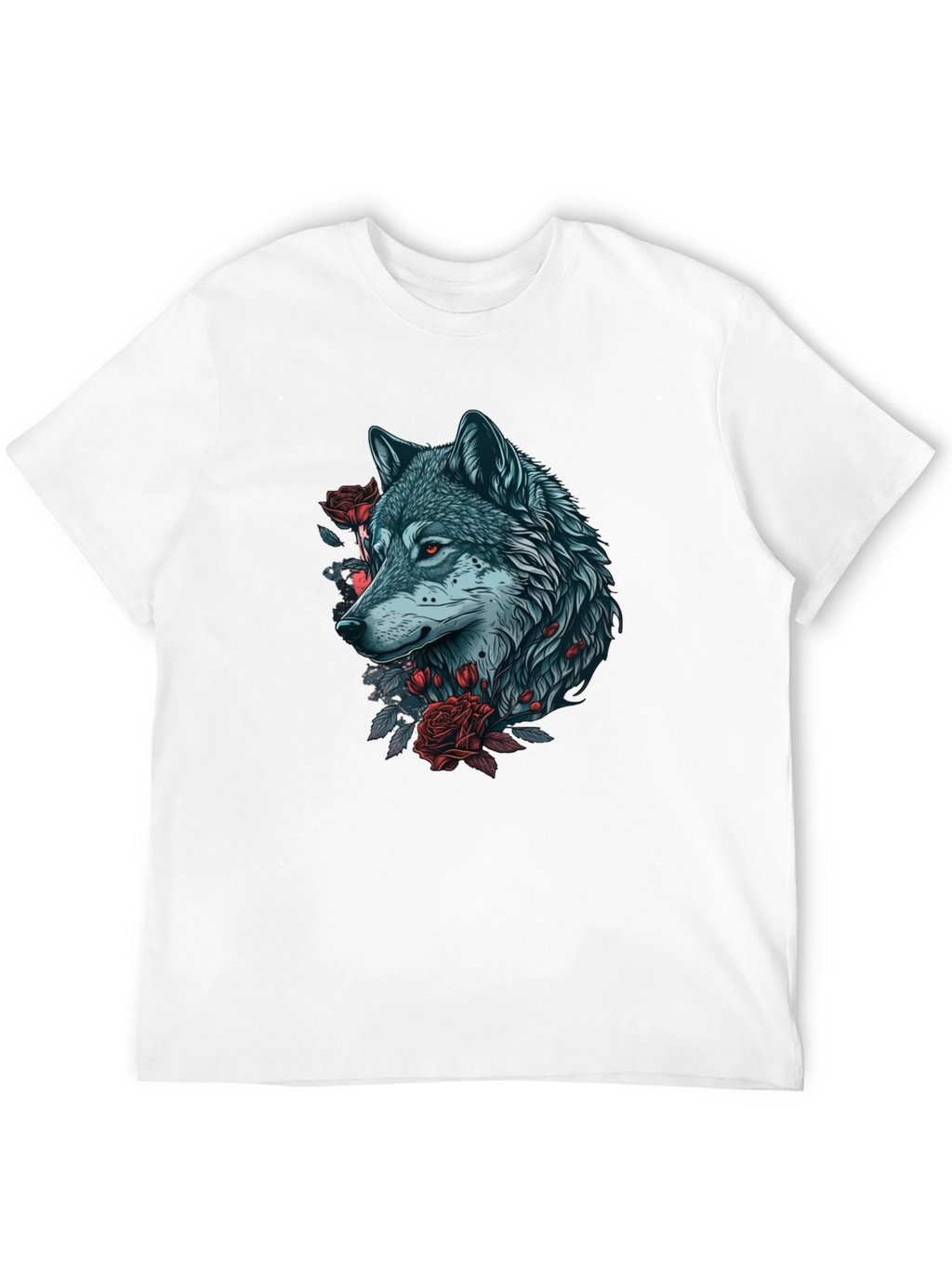 Wolf & Roses Graphic T-Shirt - Unique Design
