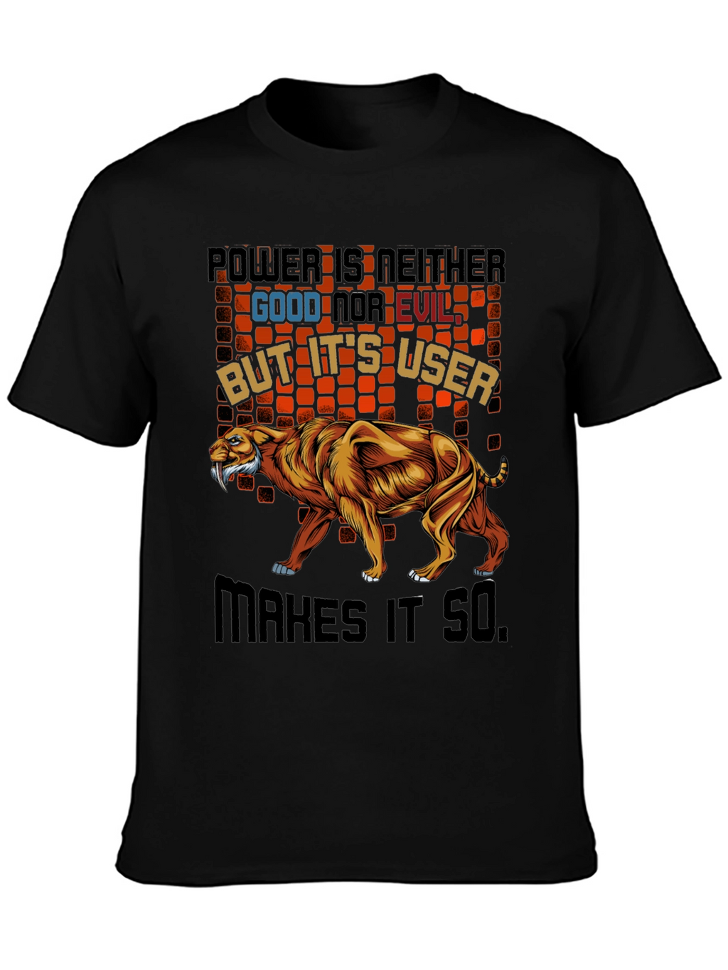 Power T-Shirt Featuring Saber-Tooth Tiger Graphic
