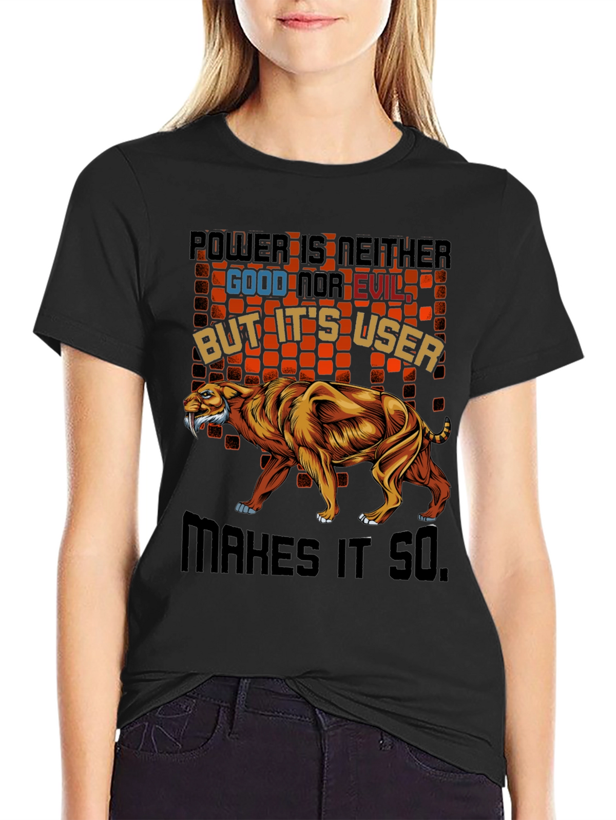 Power T-Shirt Featuring Saber-Tooth Tiger Graphic