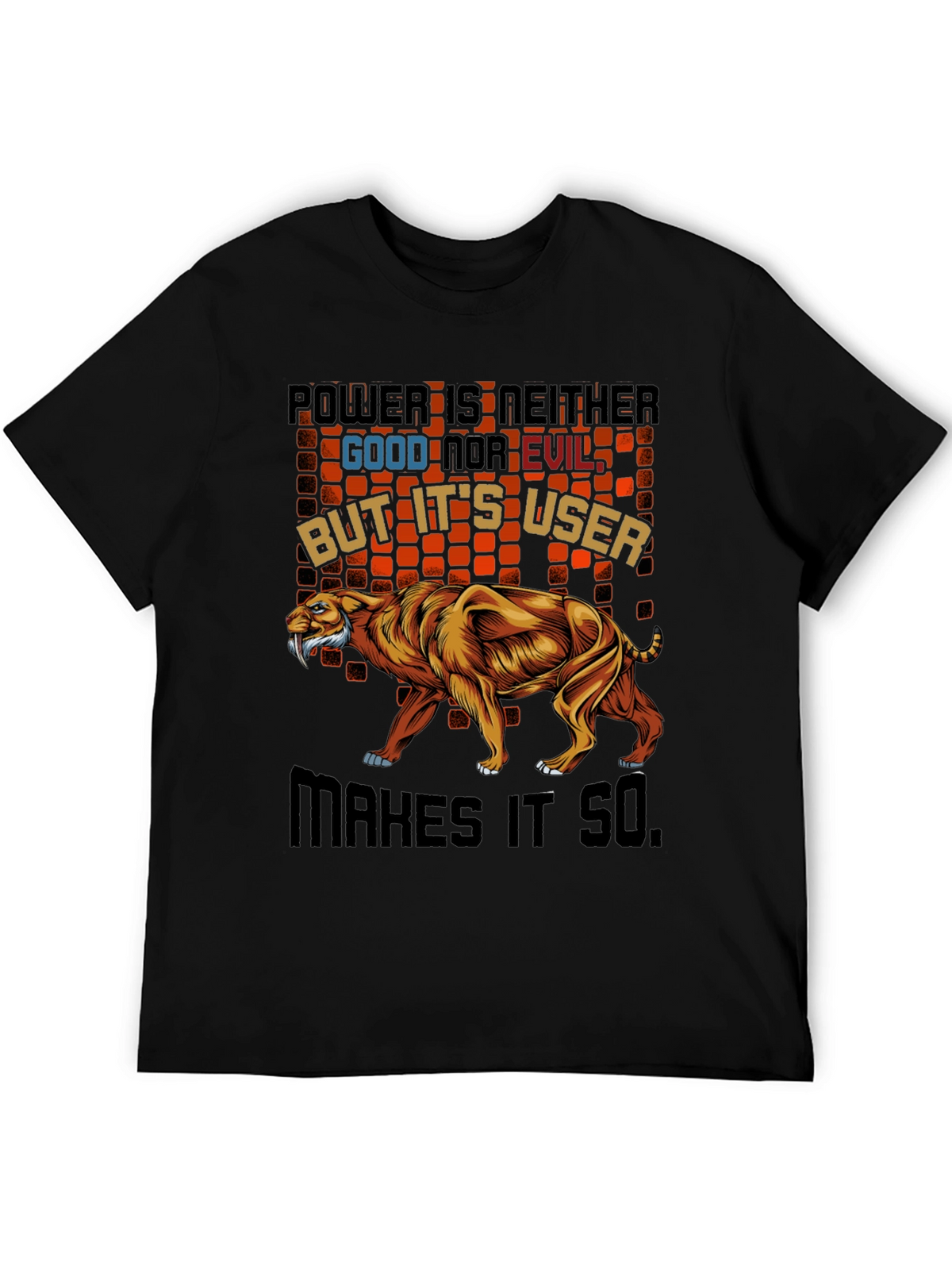 Power T-Shirt Featuring Saber-Tooth Tiger Graphic