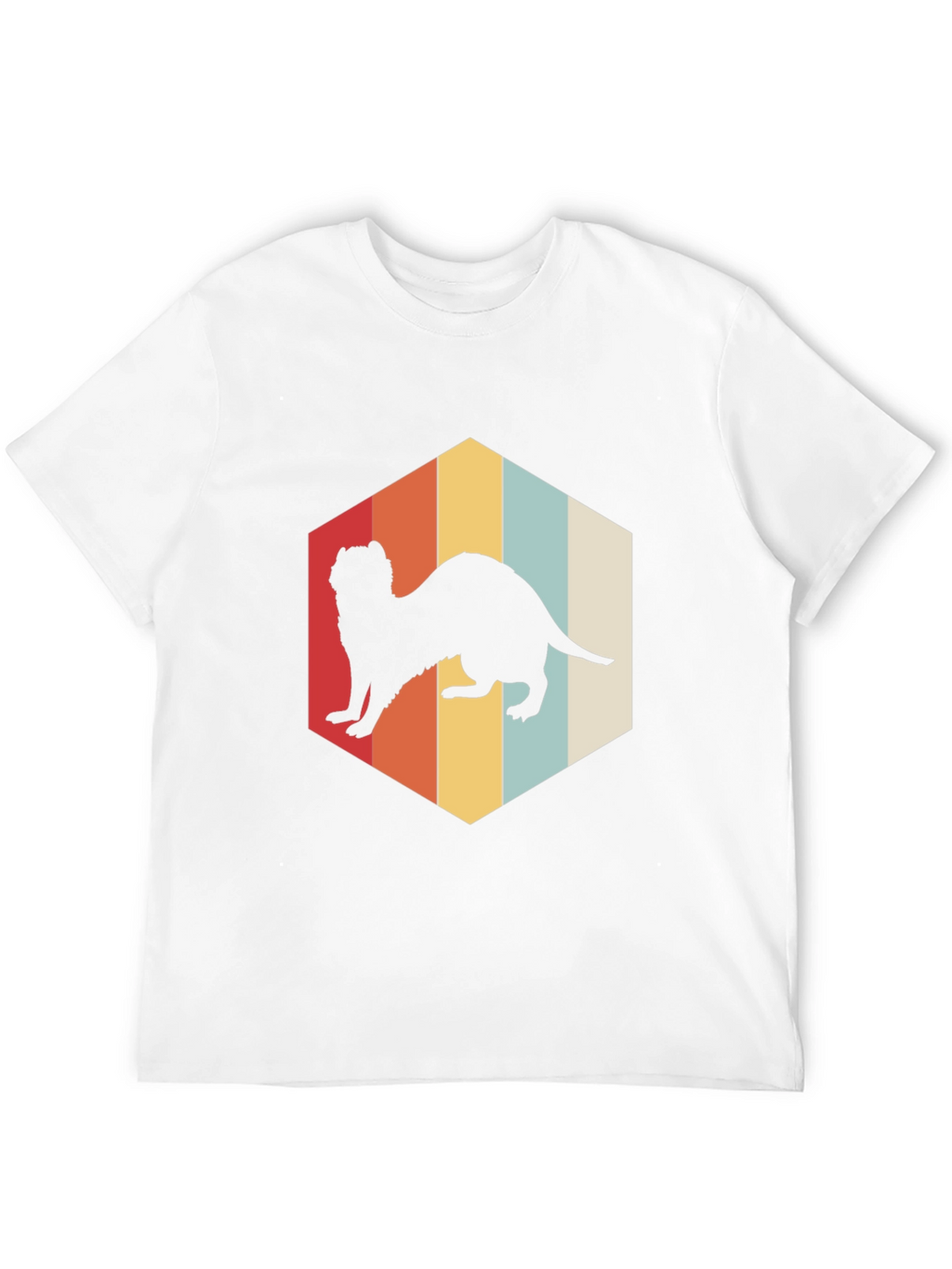 Retro Ferret T-Shirt Black Cotton Blend Casual Wear