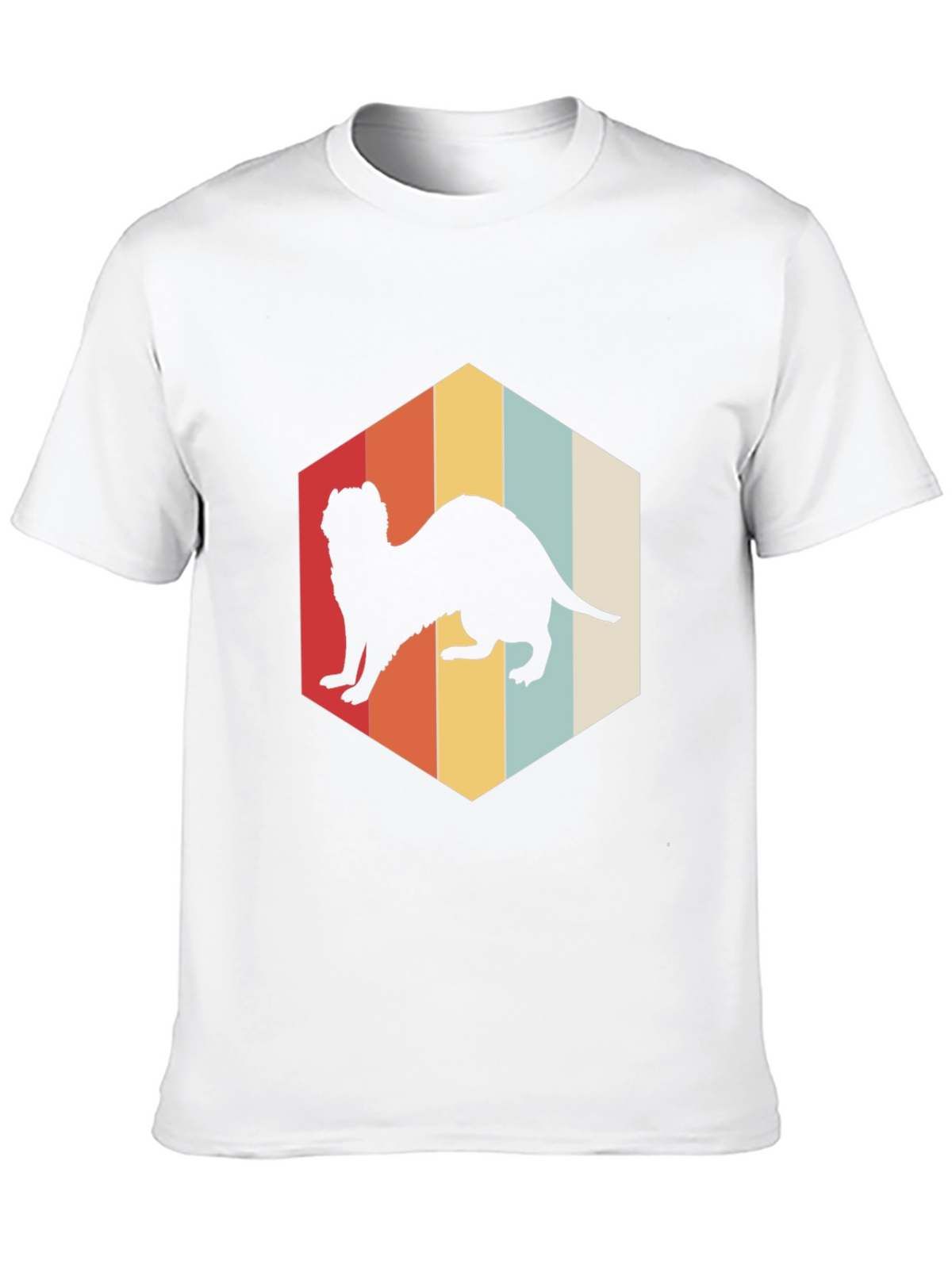 Retro Ferret T-Shirt Black Cotton Blend Casual Wear