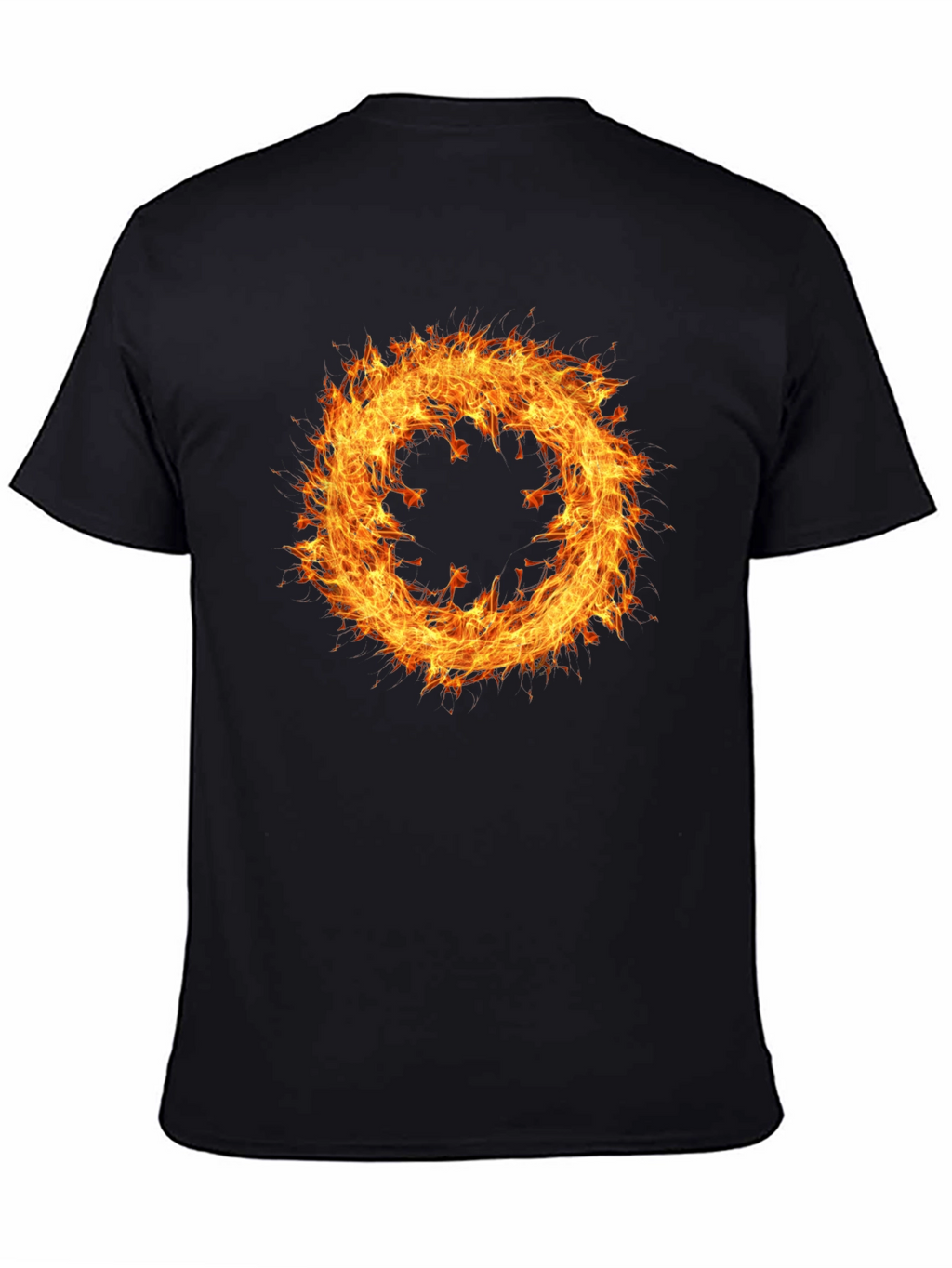 Fiery Ring Graphic Tee - Mens Black Cotton T-Shirt