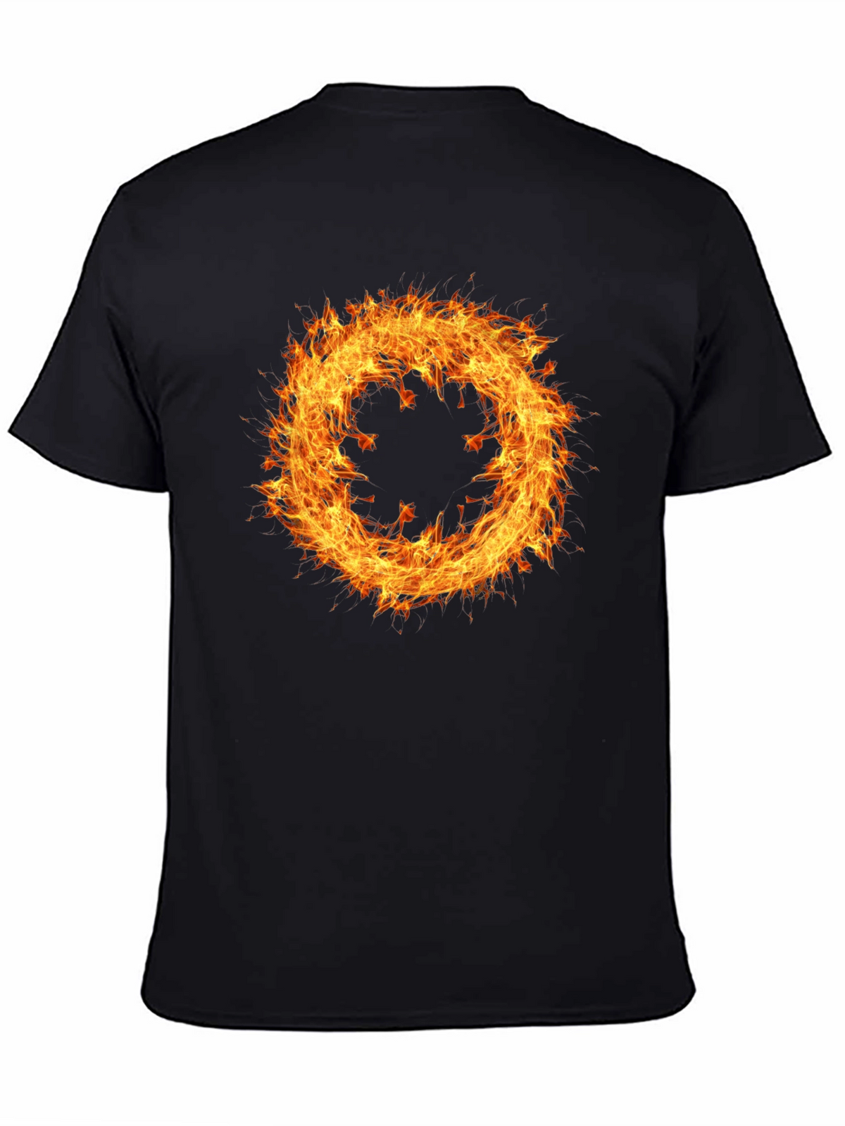 Fiery Ring Graphic Tee - Mens Black Cotton T-Shirt