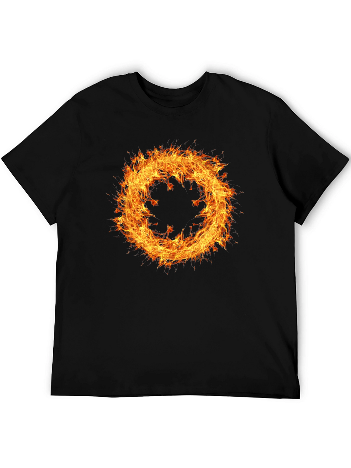 Fiery Ring Graphic Tee - Mens Black Cotton T-Shirt