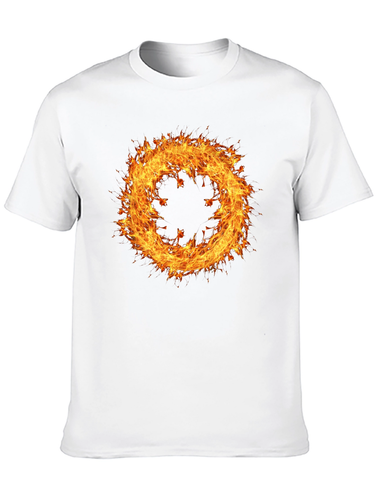 Fiery Ring Graphic Tee - Mens Black Cotton T-Shirt