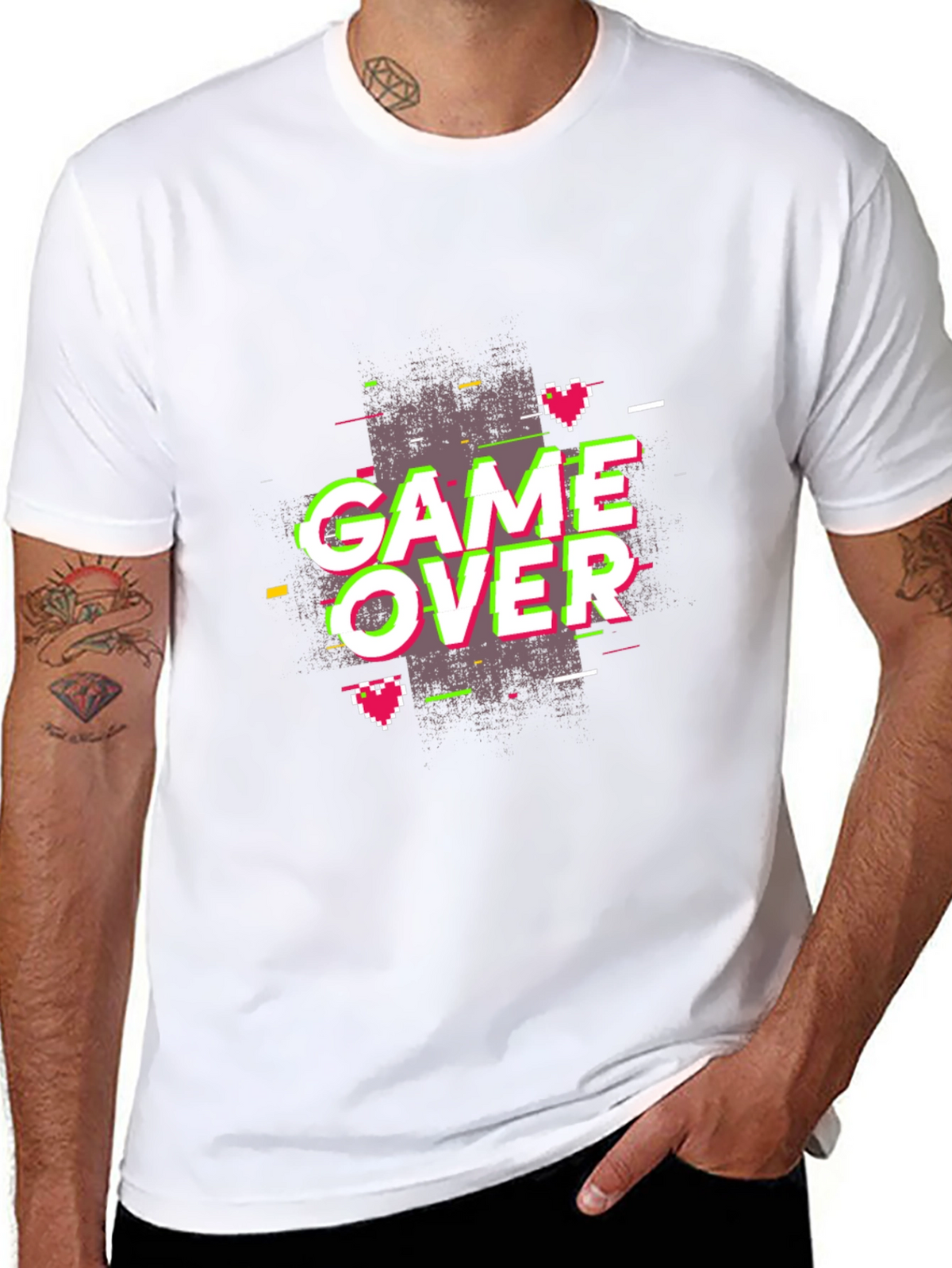 Game Over Graphic Print Tee - Black