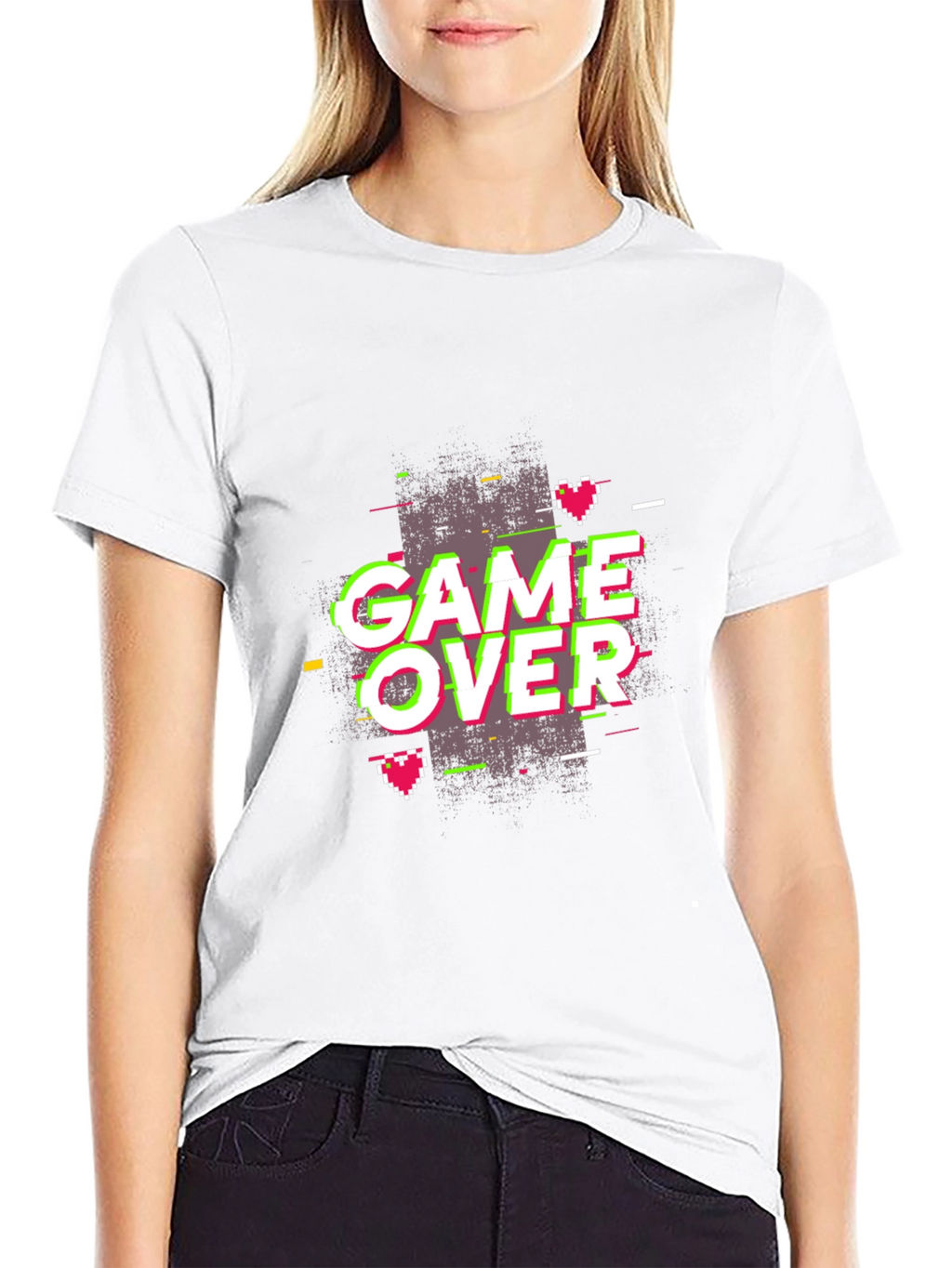 Game Over Graphic Print Tee - Black