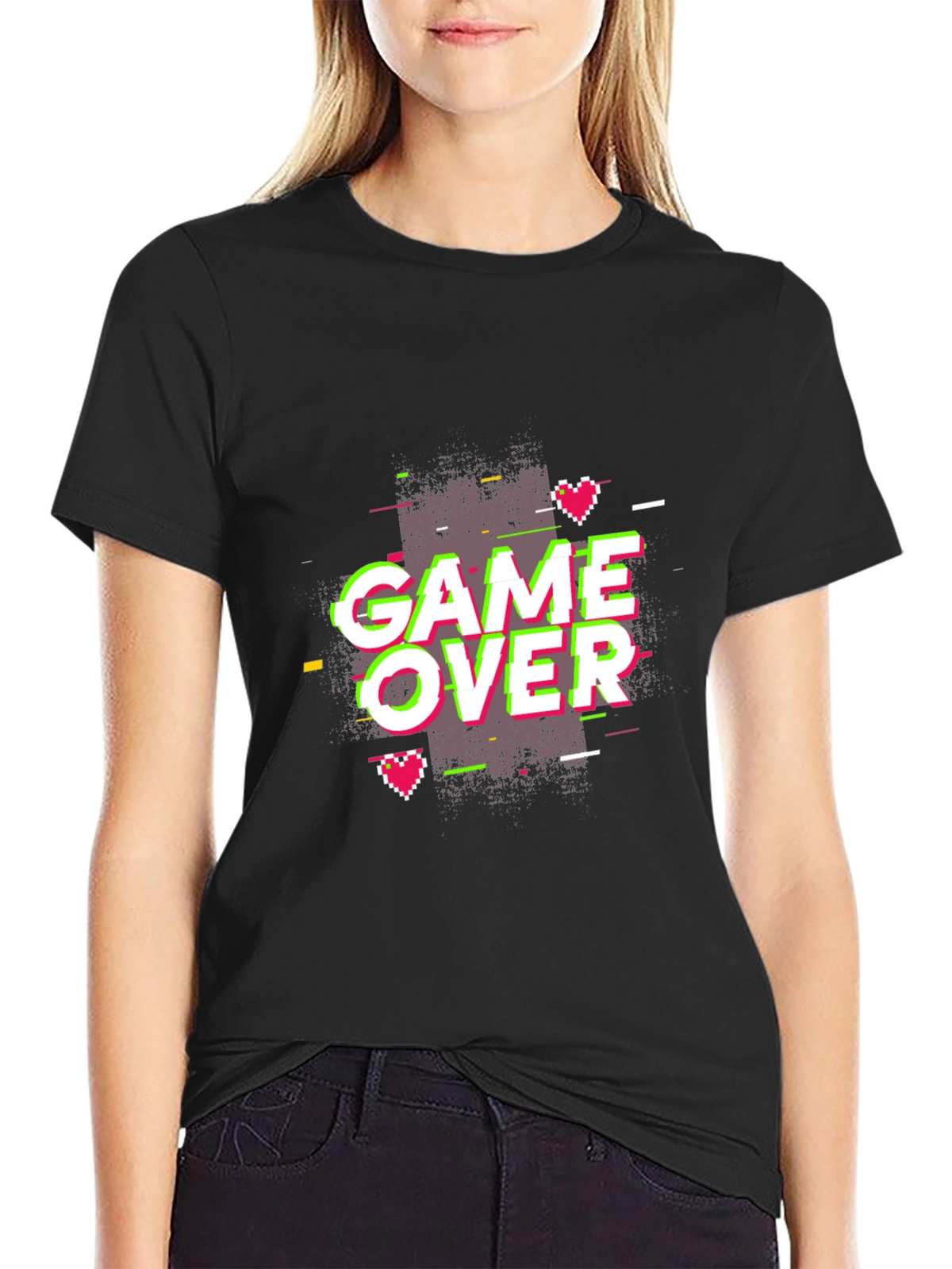 Game Over Graphic Print Tee - Black