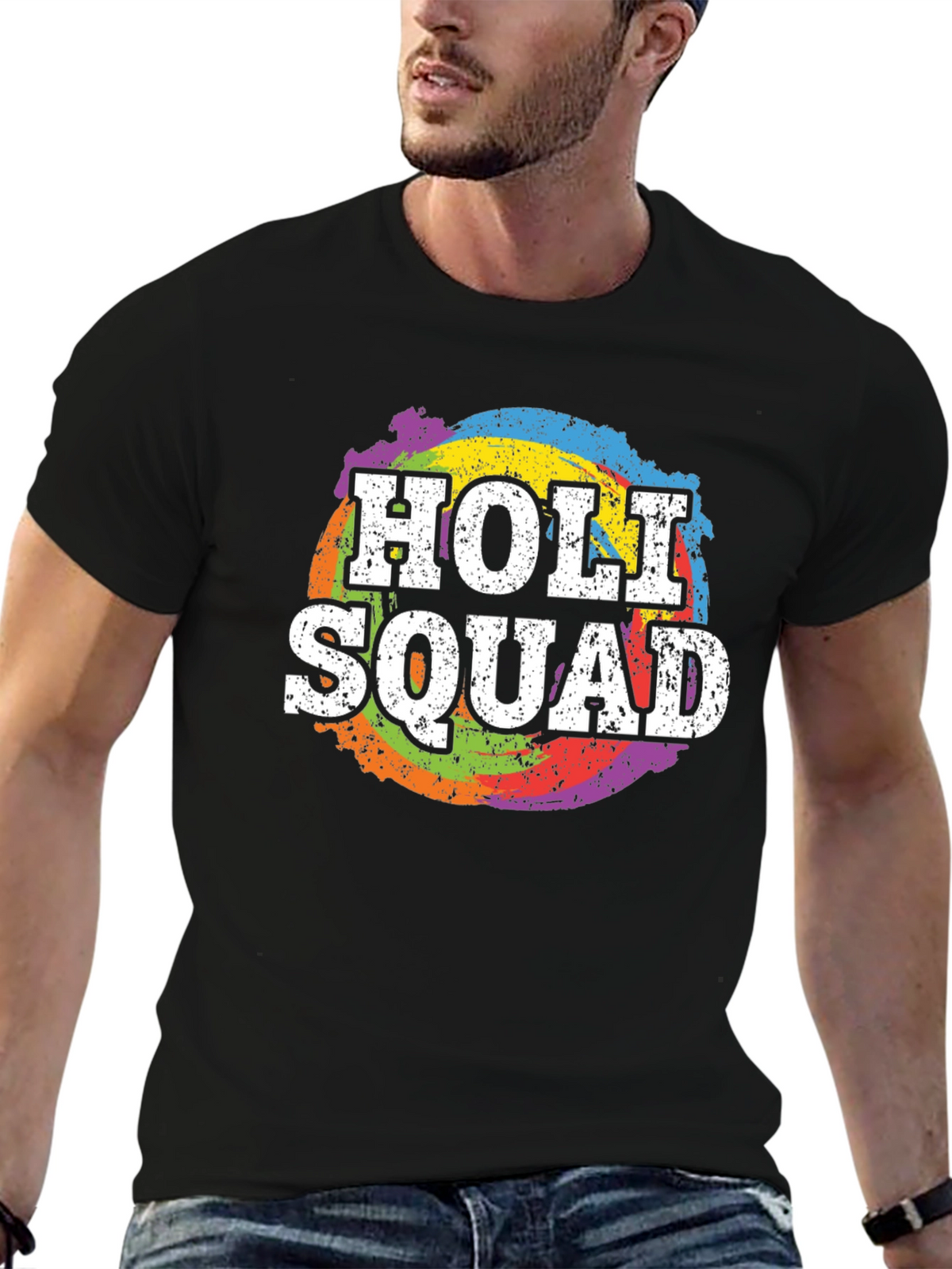 Holi Squad T-Shirt - Rainbow Splatter Design