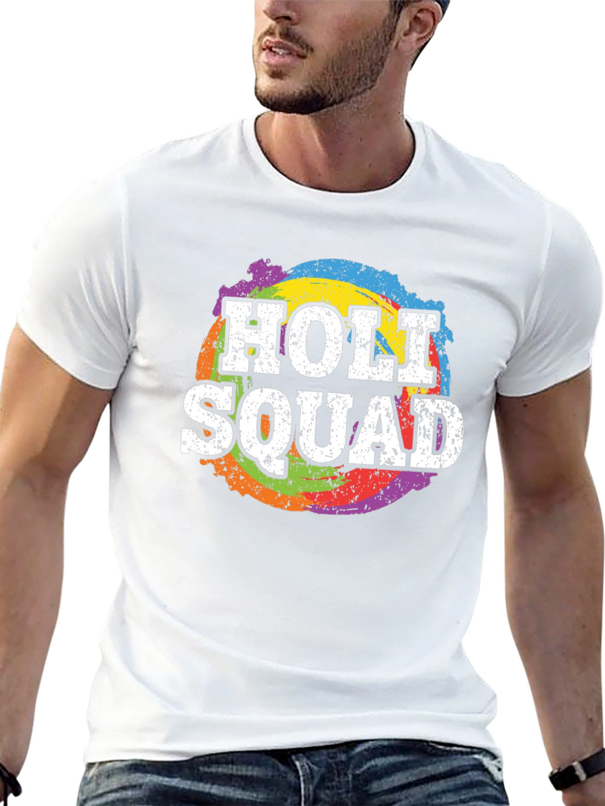 Holi Squad T-Shirt - Rainbow Splatter Design