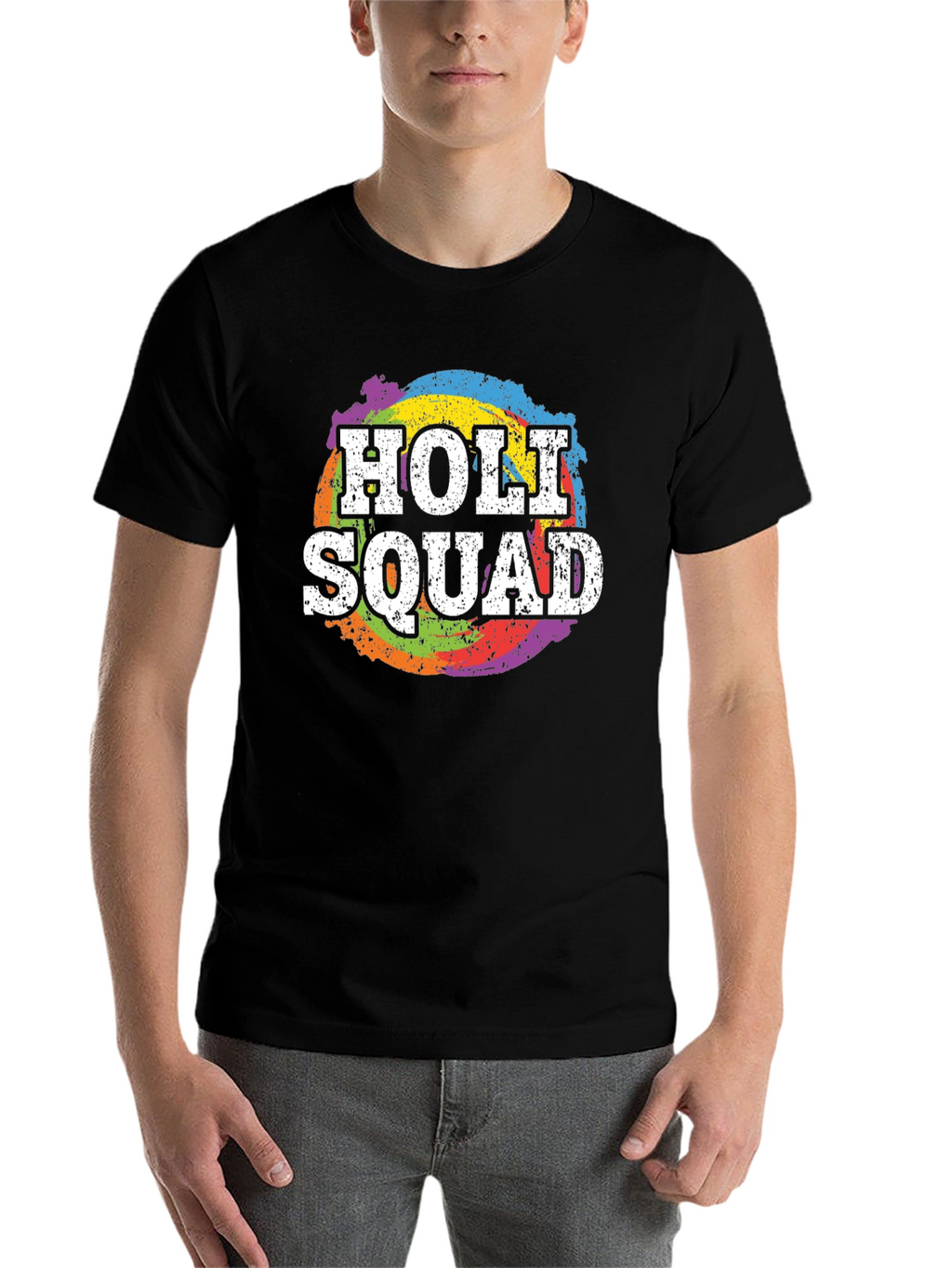 Holi Squad T-Shirt - Rainbow Splatter Design