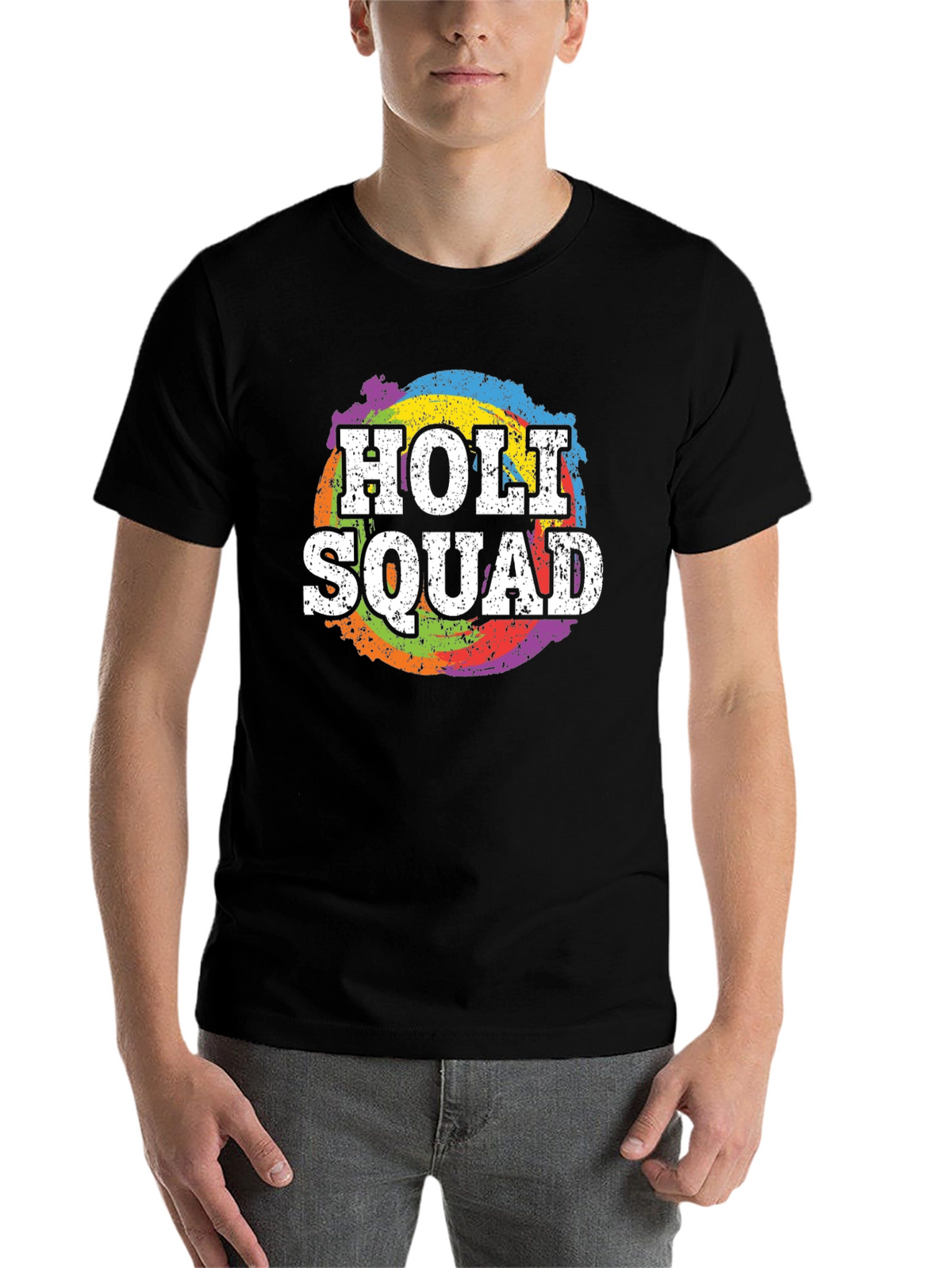Holi Squad T-Shirt - Rainbow Splatter Design