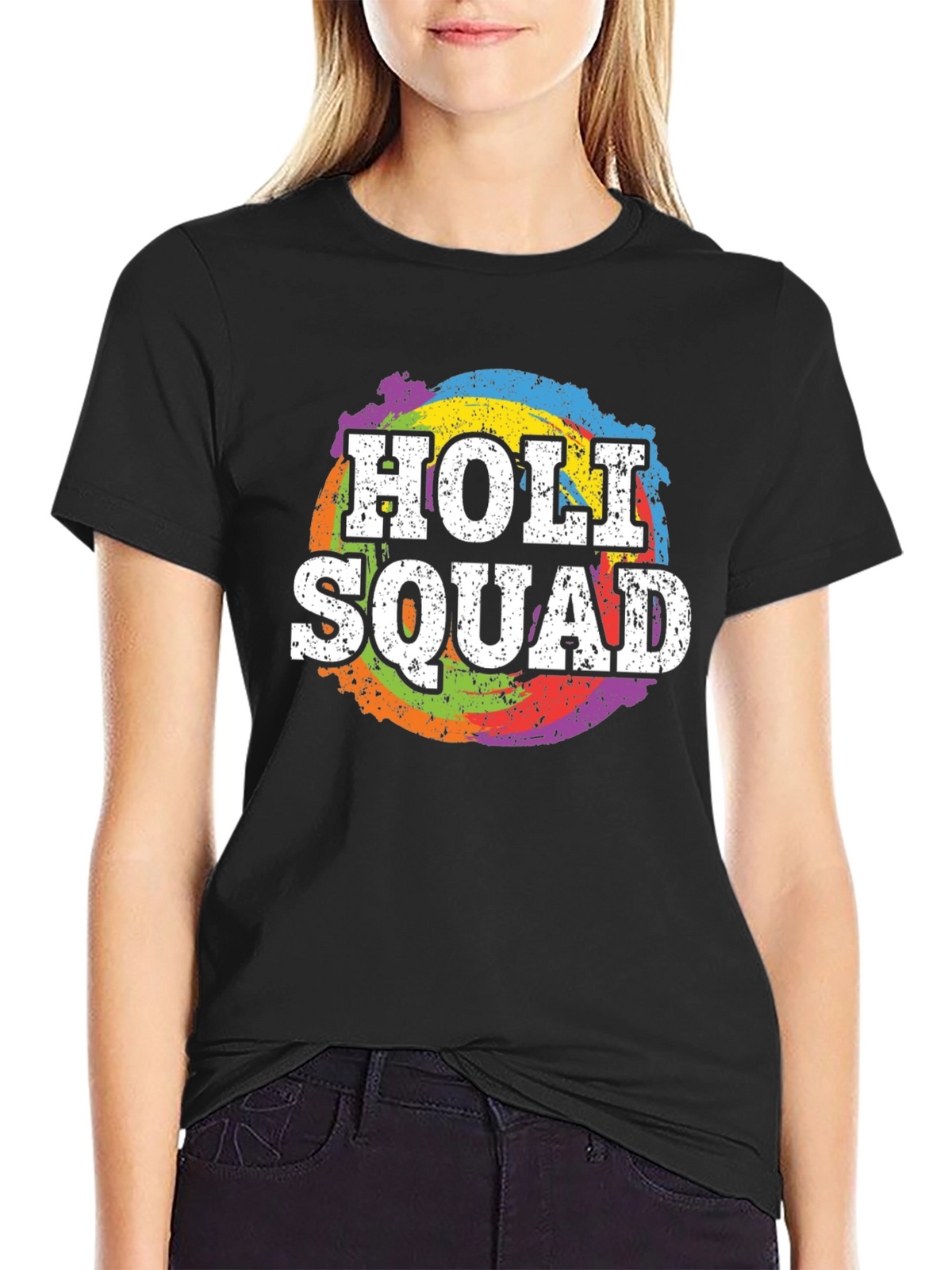 Holi Squad T-Shirt - Rainbow Splatter Design