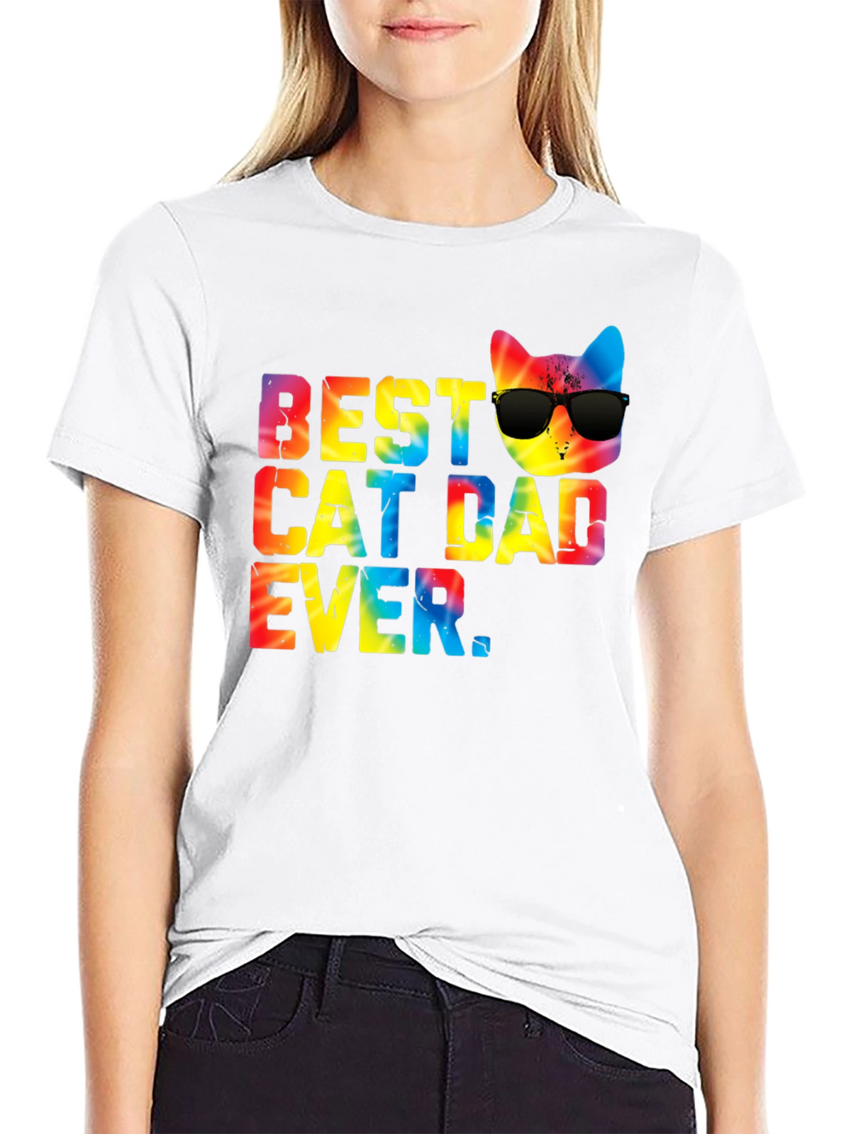 Best Cat Dad Ever Tie Dye Graphic Tee