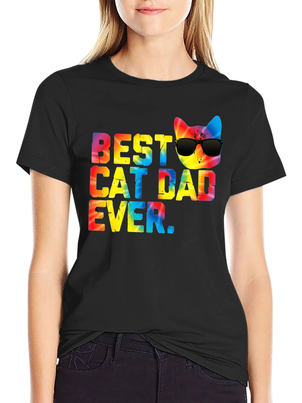 Best Cat Dad Ever Tie Dye Graphic Tee