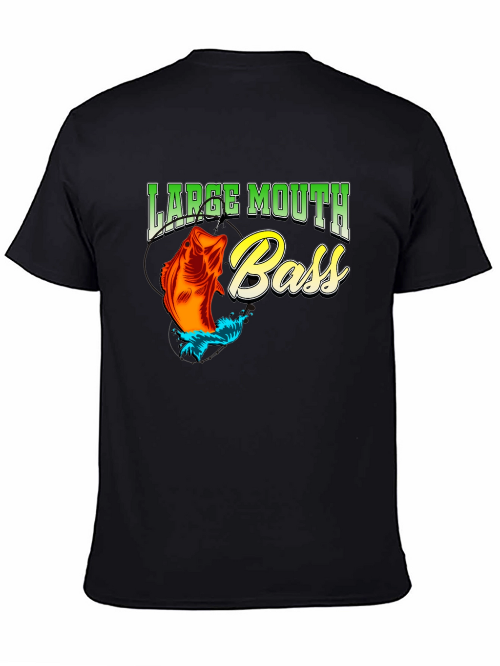 Large Mouth Bass Fishing T-Shirt - Black