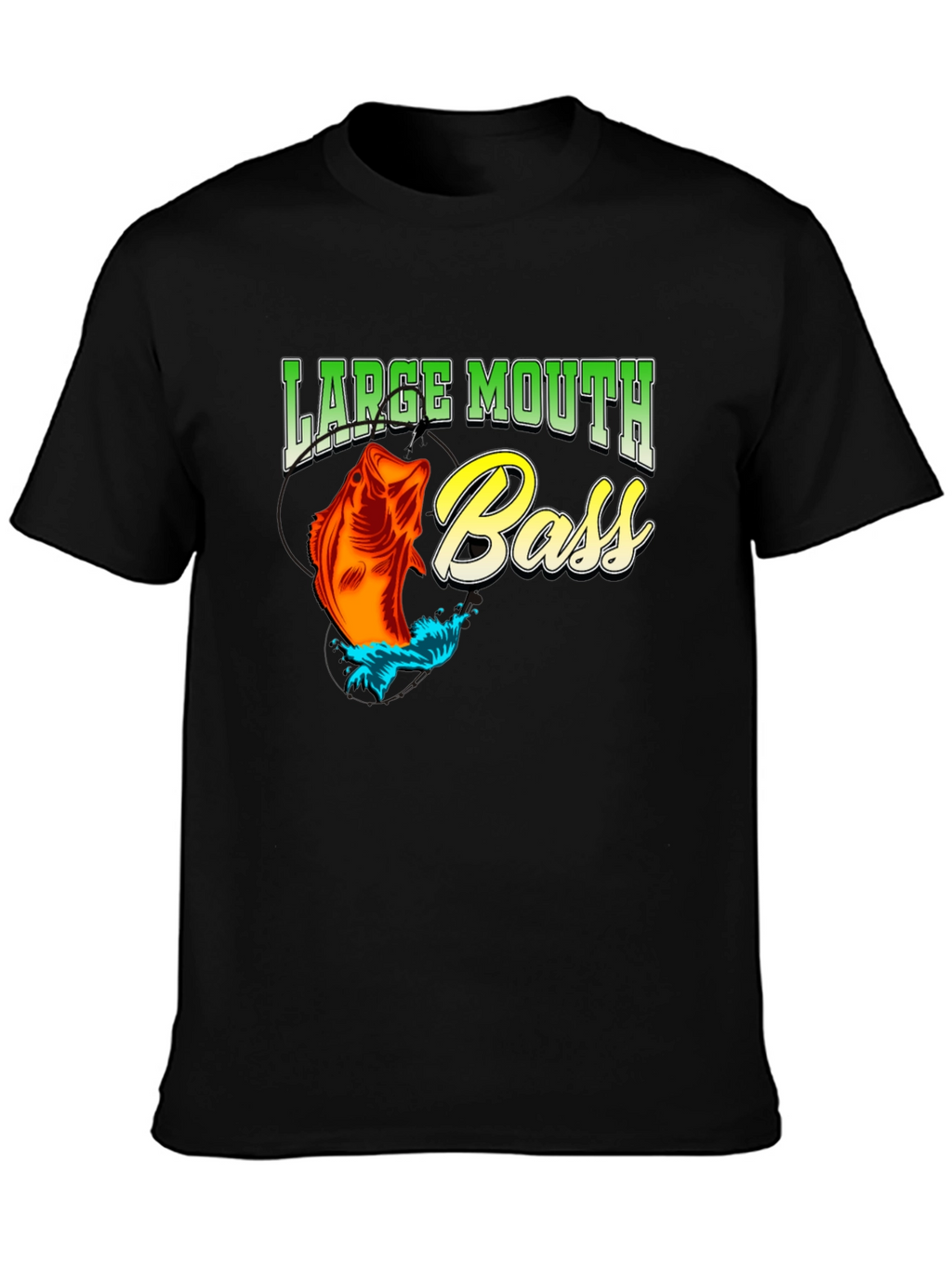 Large Mouth Bass Fishing T-Shirt - Black