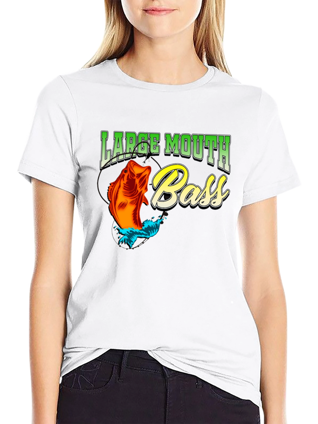 Large Mouth Bass Fishing T-Shirt - Black