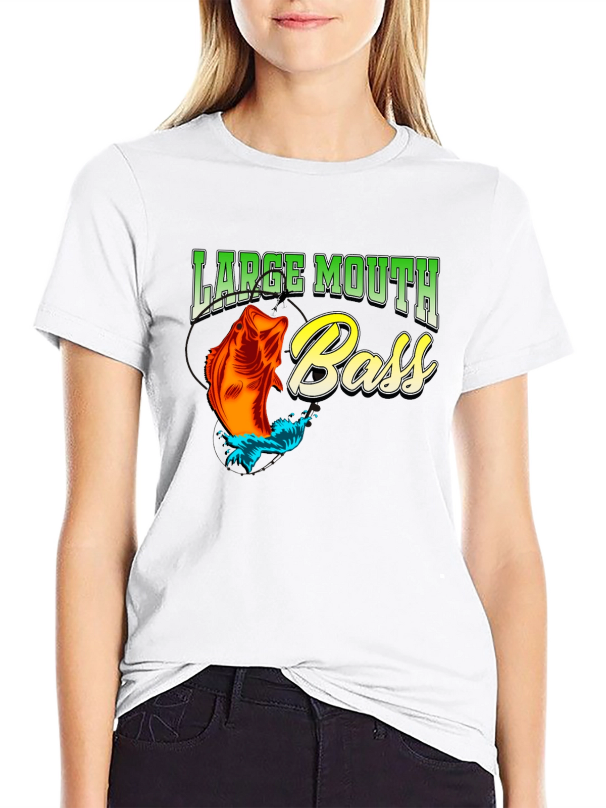 Large Mouth Bass Fishing T-Shirt - Black