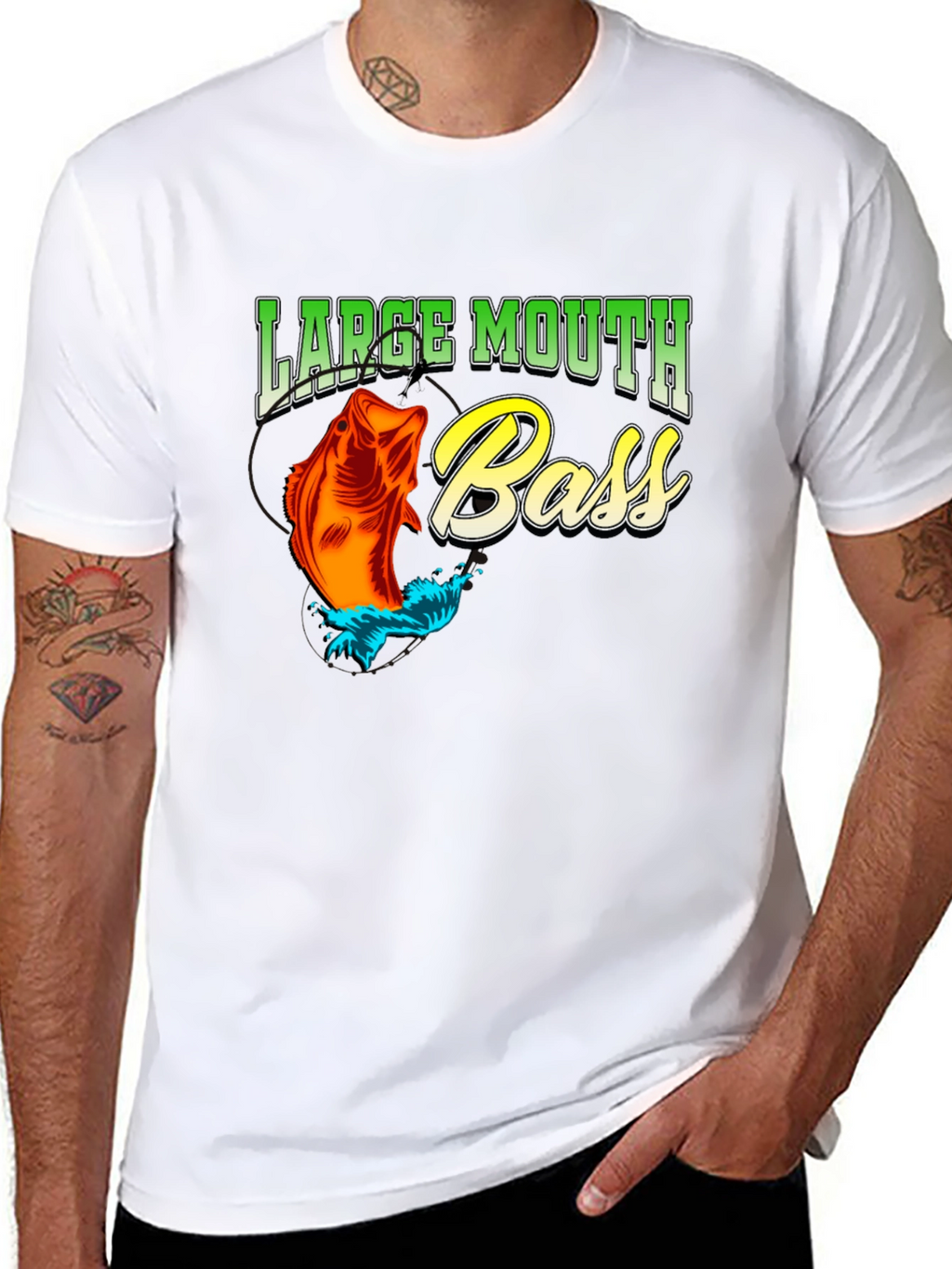Large Mouth Bass Fishing T-Shirt - Black