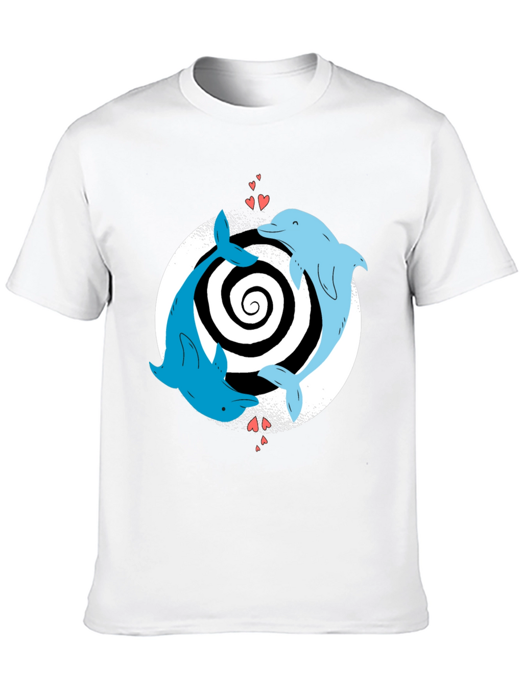 Dolphin Love Yin Yang T-Shirt - Black Casual Tee