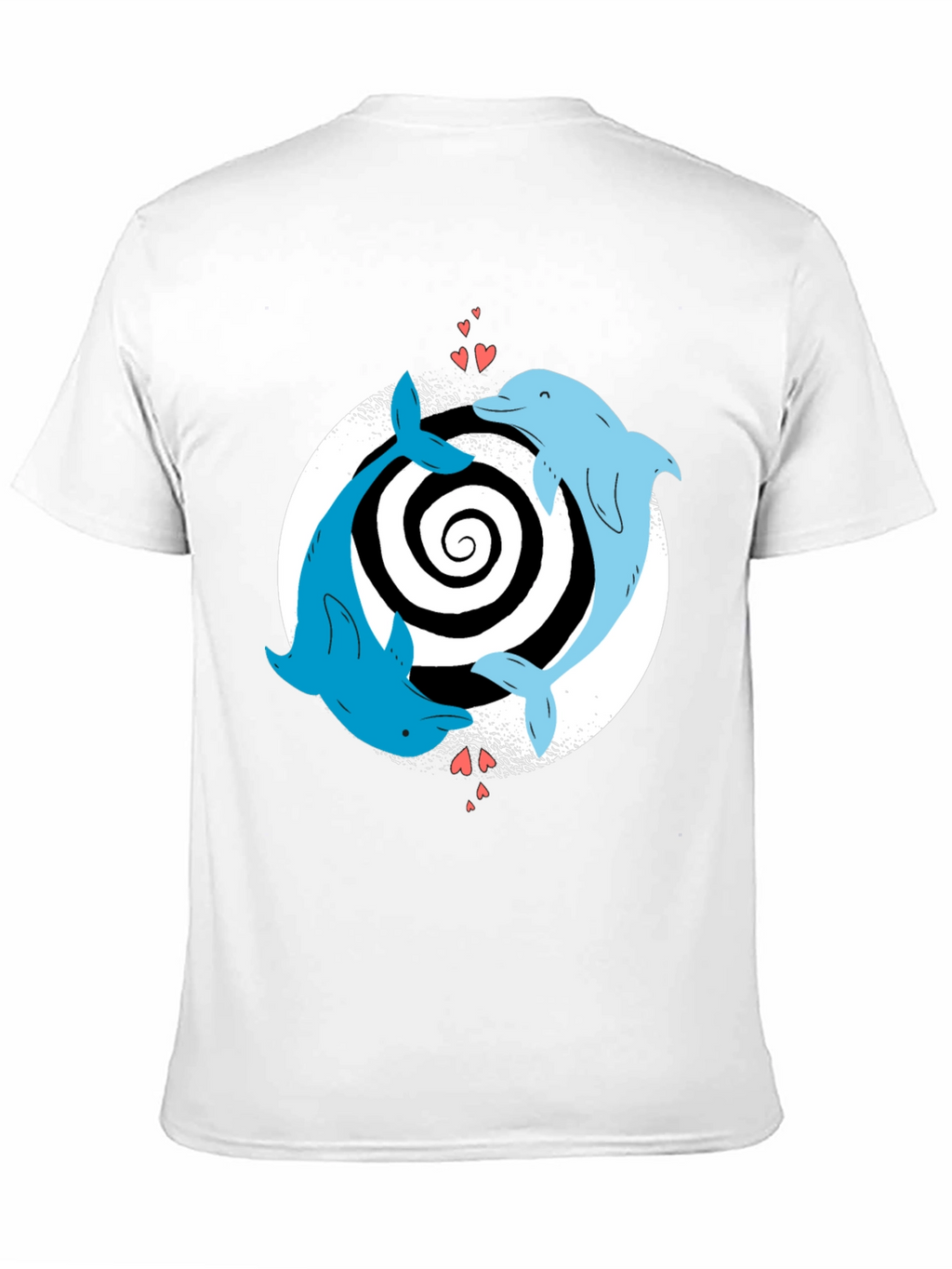 Dolphin Love Yin Yang T-Shirt - Black Casual Tee