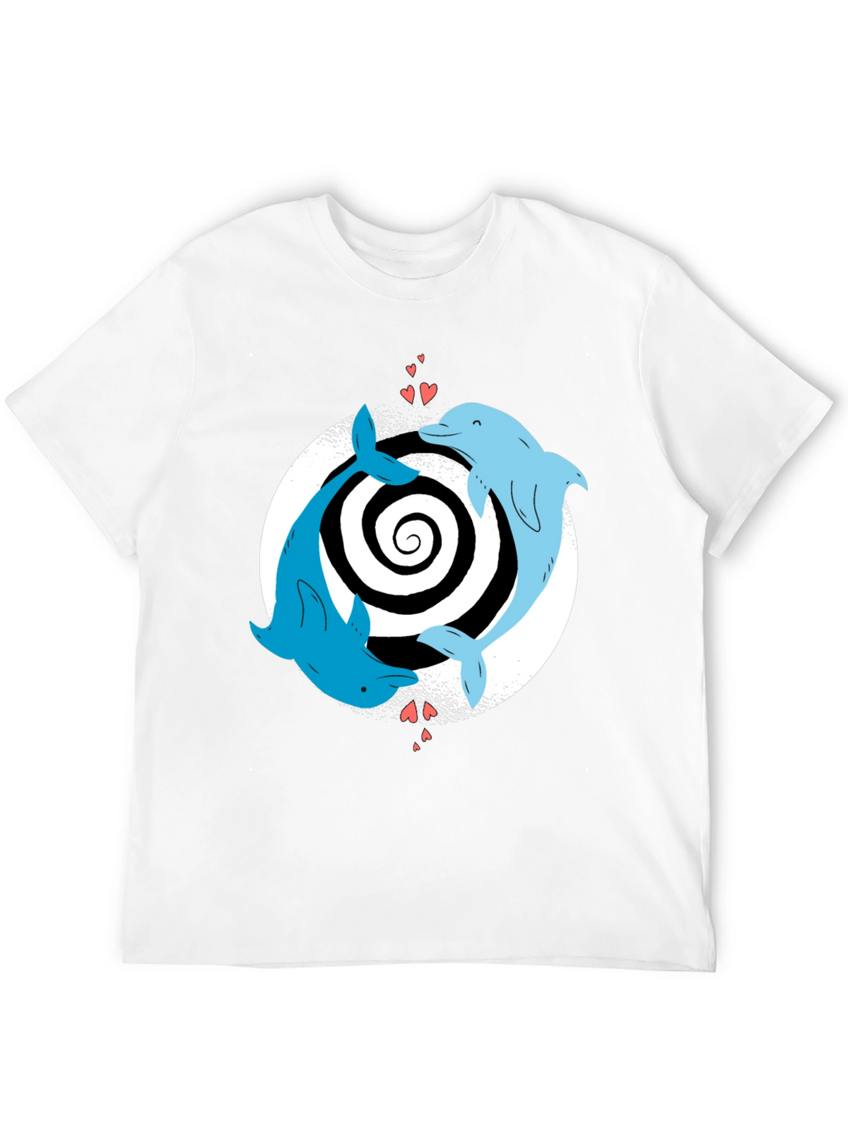 Dolphin Love Yin Yang T-Shirt - Black Casual Tee