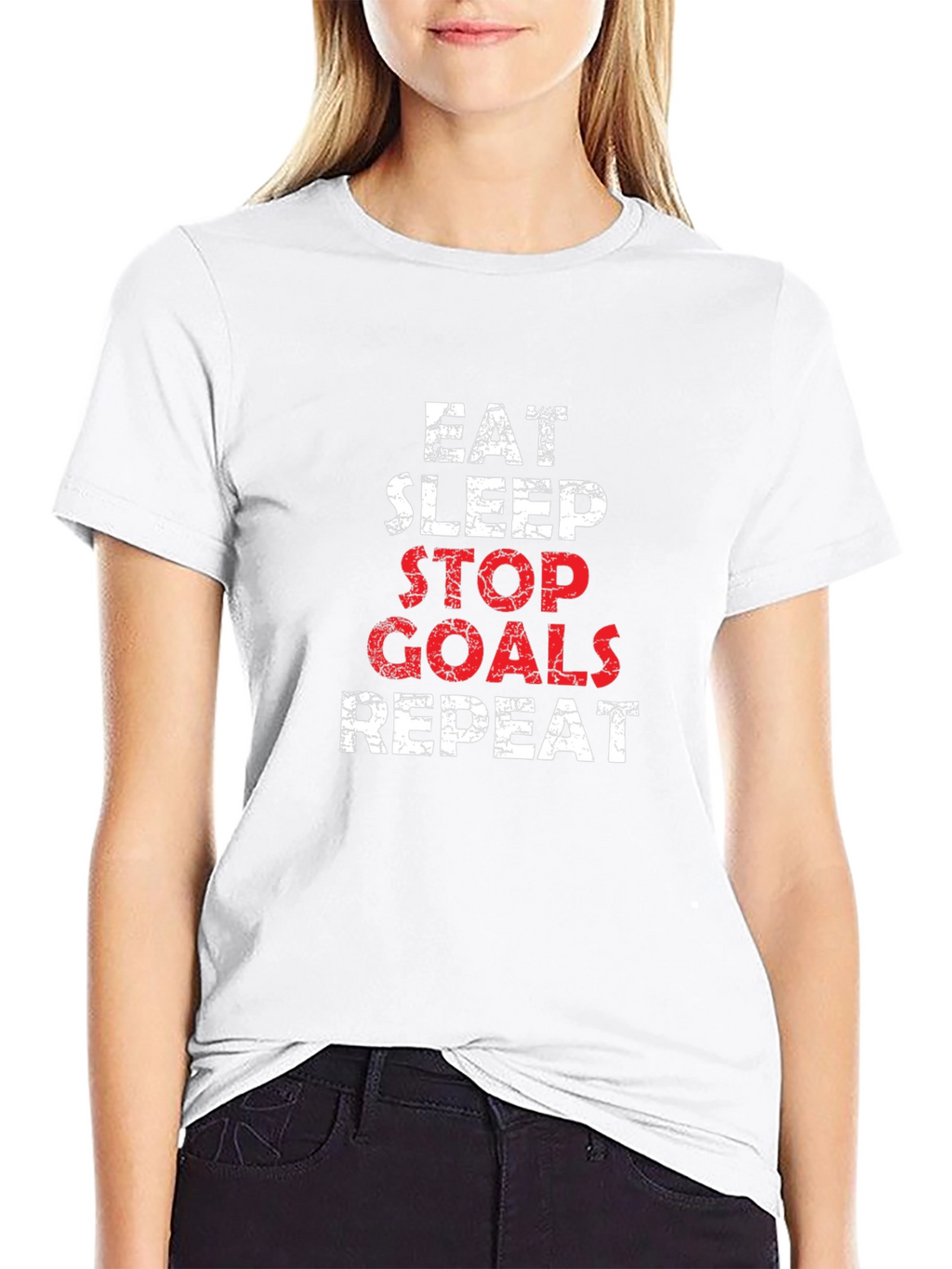 Eat Sleep Stop Goals Repeat Graphic Tee