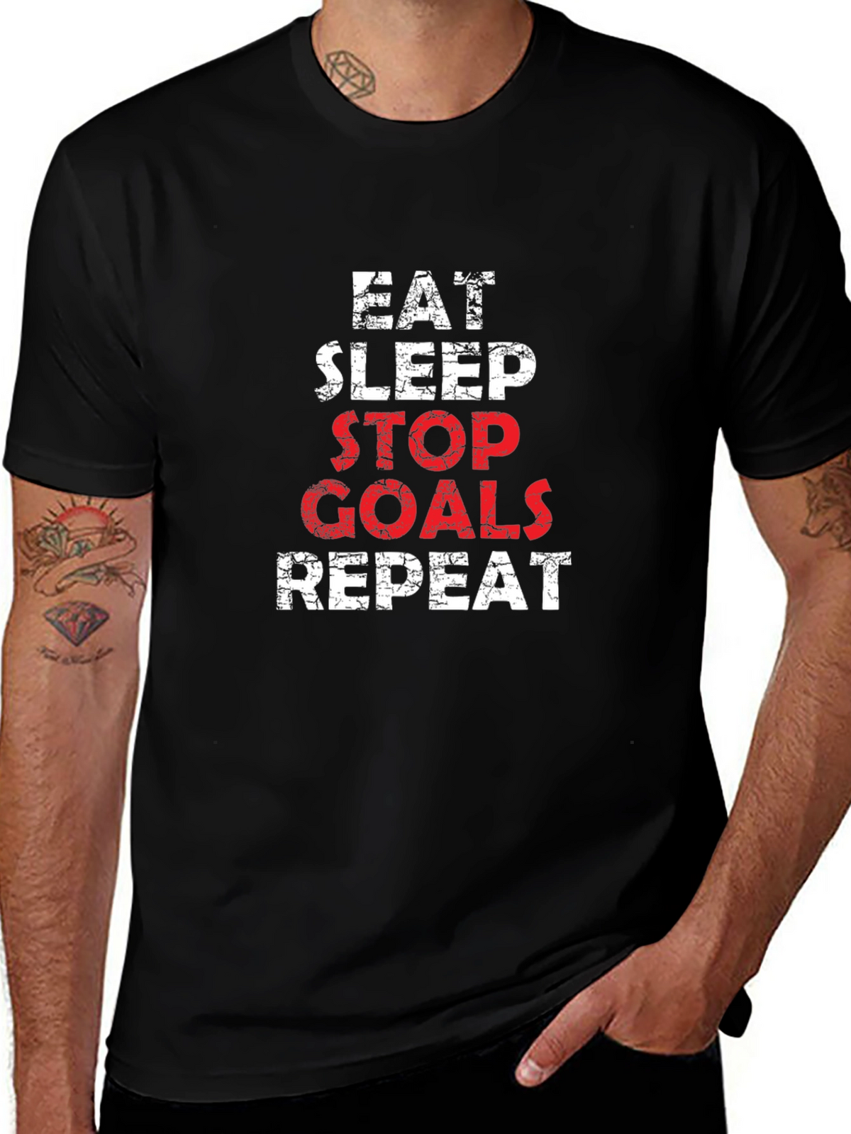 Eat Sleep Stop Goals Repeat Graphic Tee