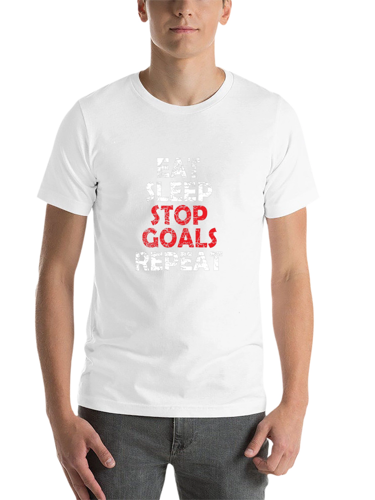 Eat Sleep Stop Goals Repeat Graphic Tee