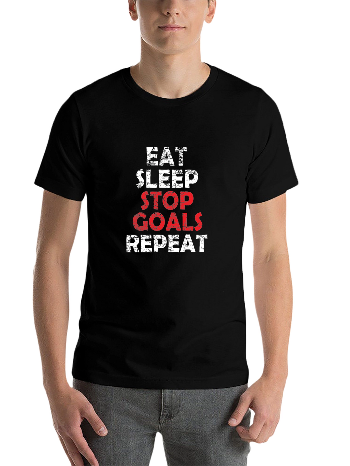 Eat Sleep Stop Goals Repeat Graphic Tee