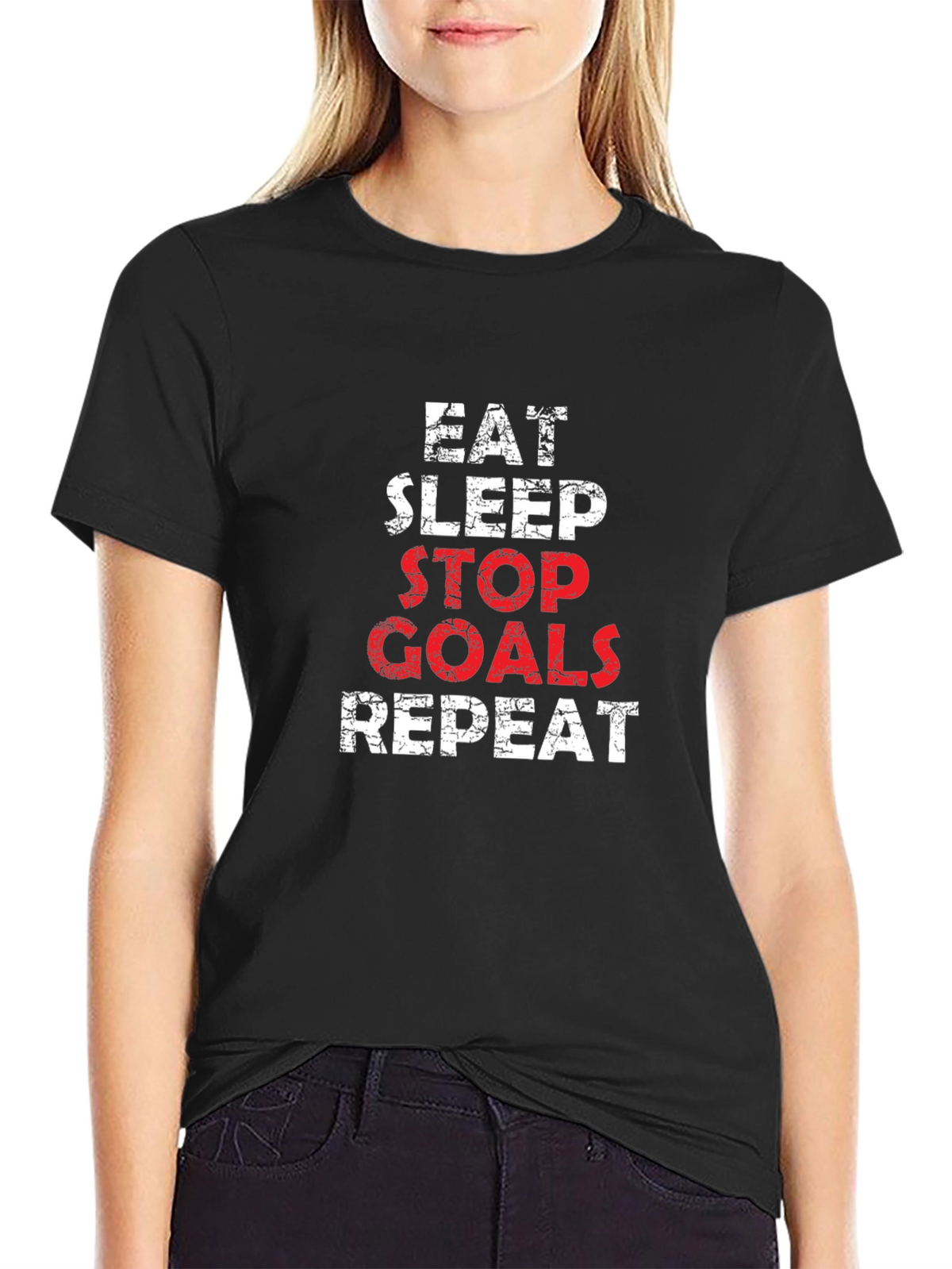 Eat Sleep Stop Goals Repeat Graphic Tee