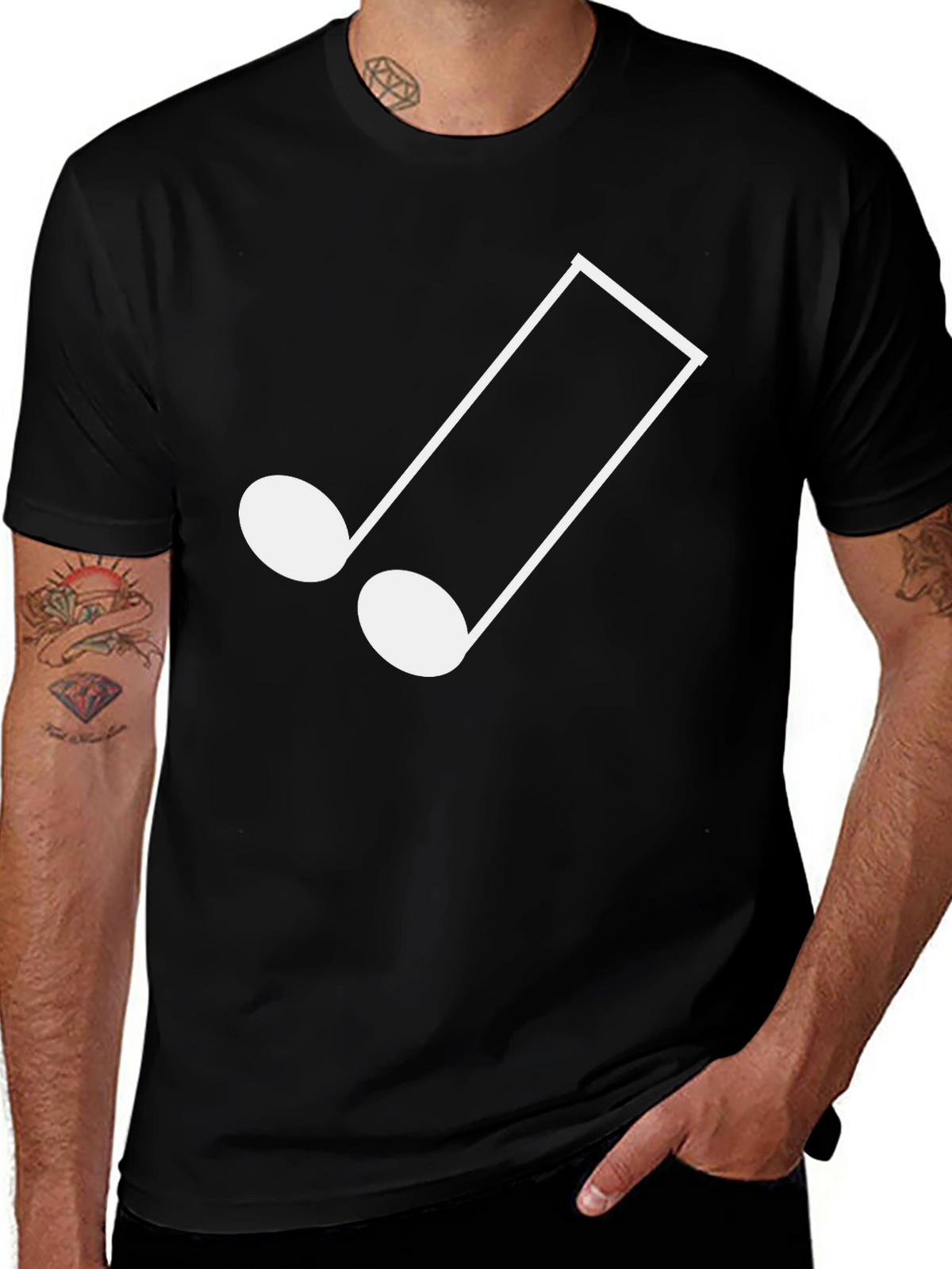 Musical Note Graphic Tee - Stylish Black T-Shirt