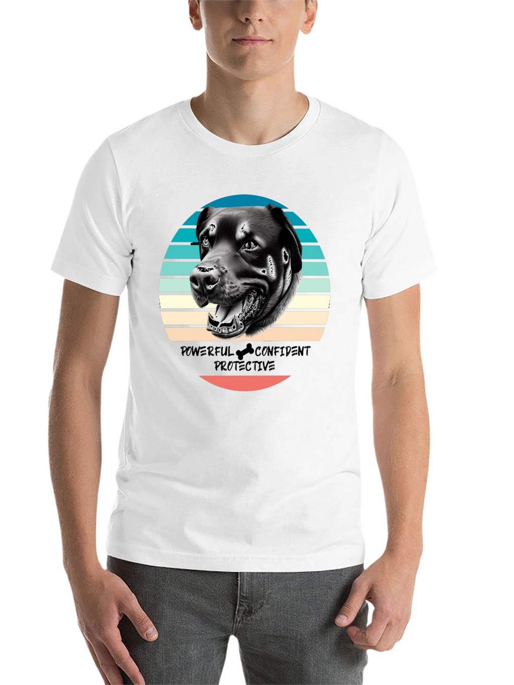 Dog Graphic Tee - Powerful Confident Protective Rottweiler T-Shirt