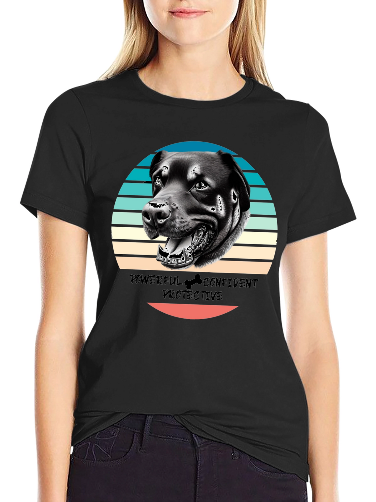 Dog Graphic Tee - Powerful Confident Protective Rottweiler T-Shirt
