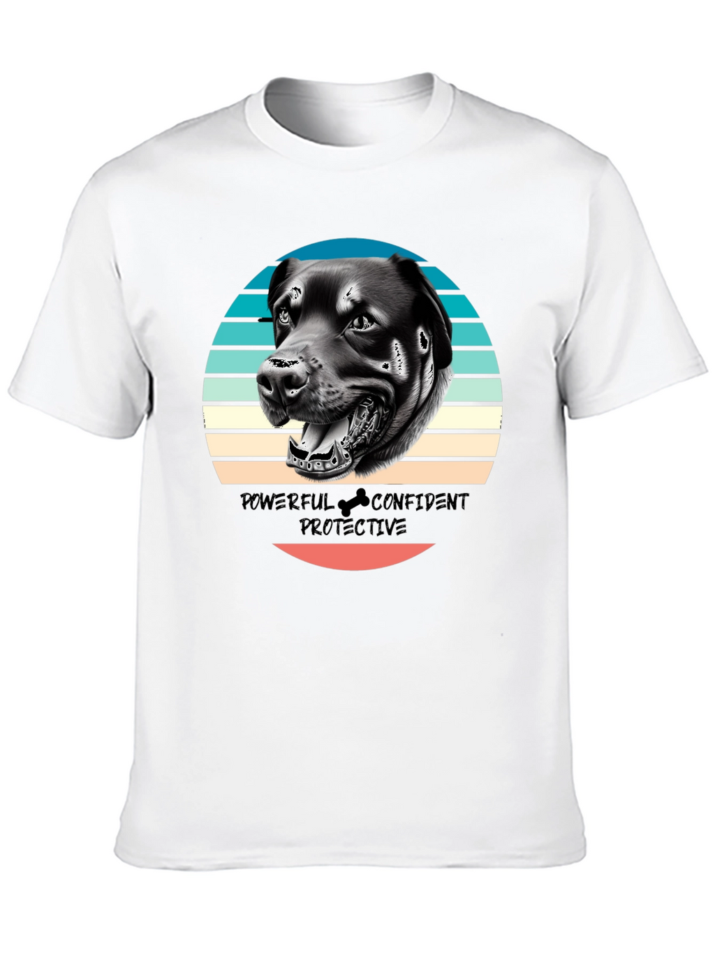 Dog Graphic Tee - Powerful Confident Protective Rottweiler T-Shirt