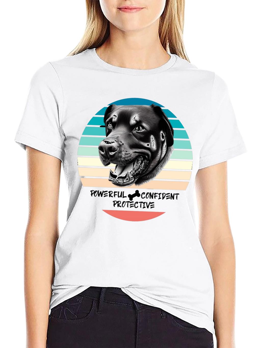 Dog Graphic Tee - Powerful Confident Protective Rottweiler T-Shirt