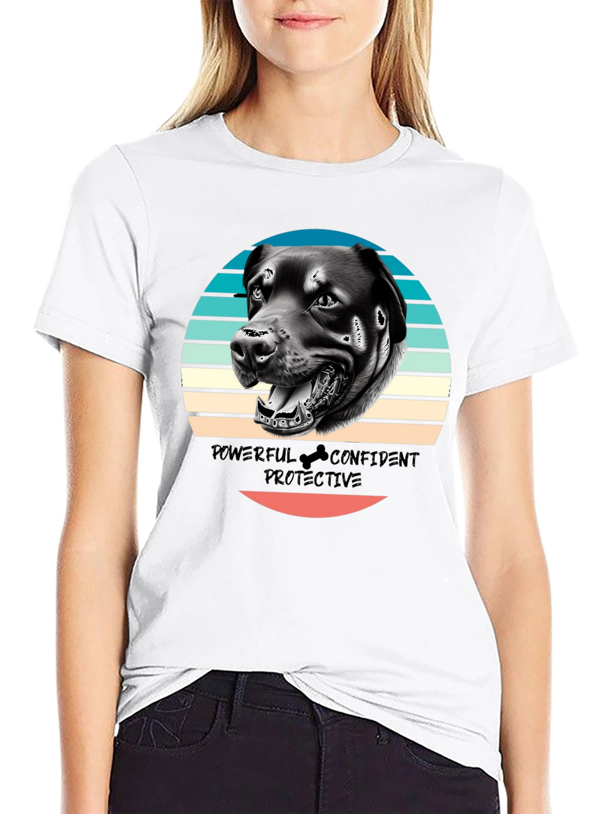 Dog Graphic Tee - Powerful Confident Protective Rottweiler T-Shirt