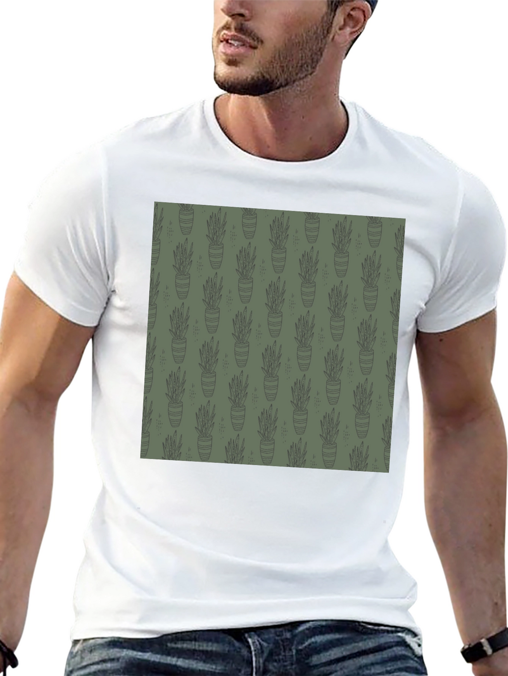 Unique Potted Plant Print T-Shirt